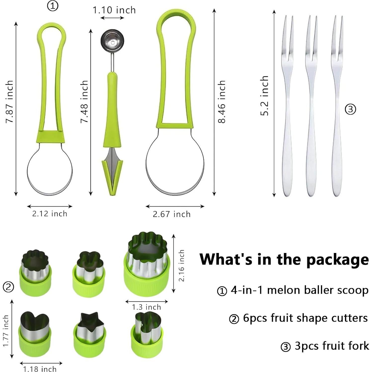 Juego de Cortadores de Sandía 12 Piezas Aorplim Acero Inoxidable