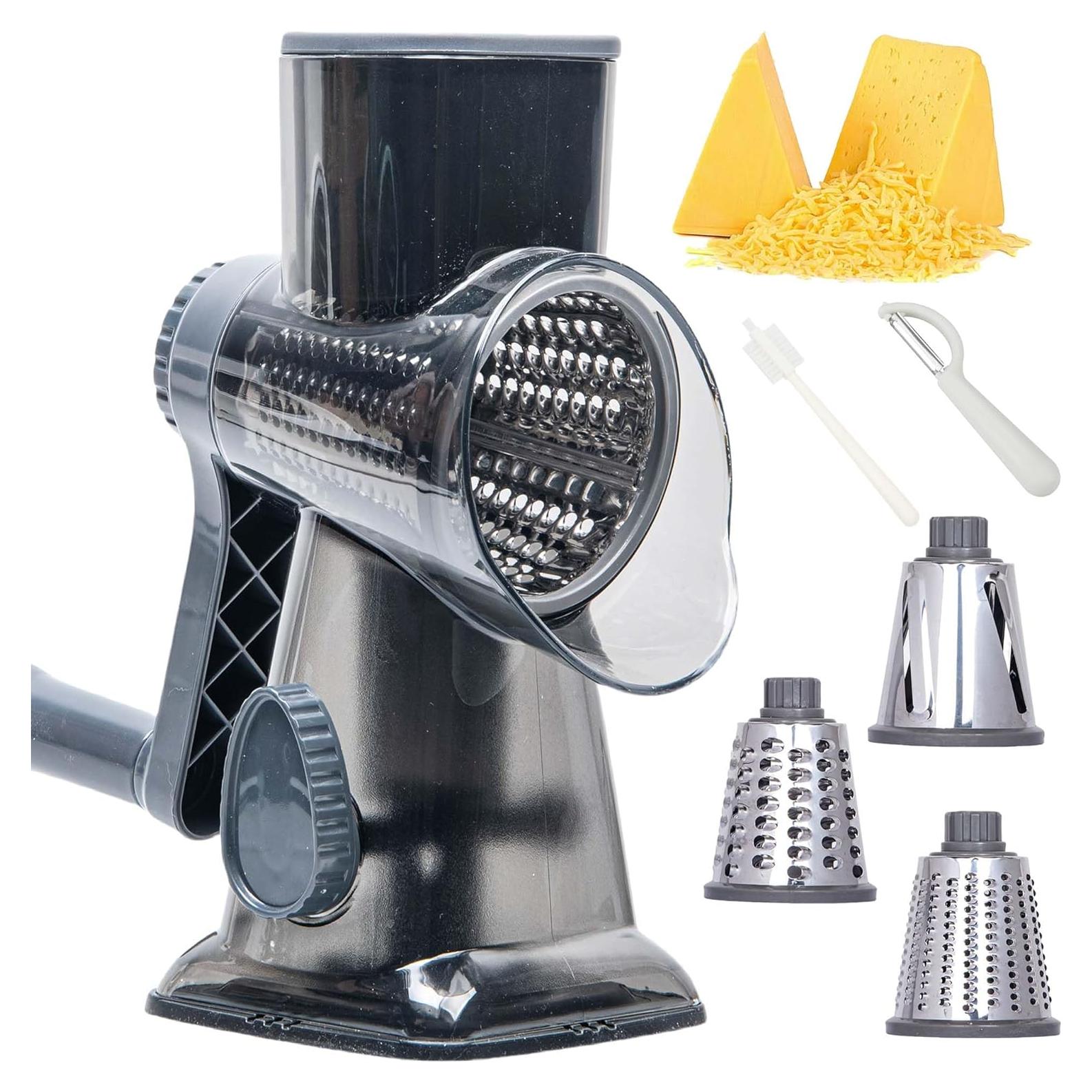 Rallador de Queso Rotatorio Mannilayco 3 en 1 Acero Inoxidable