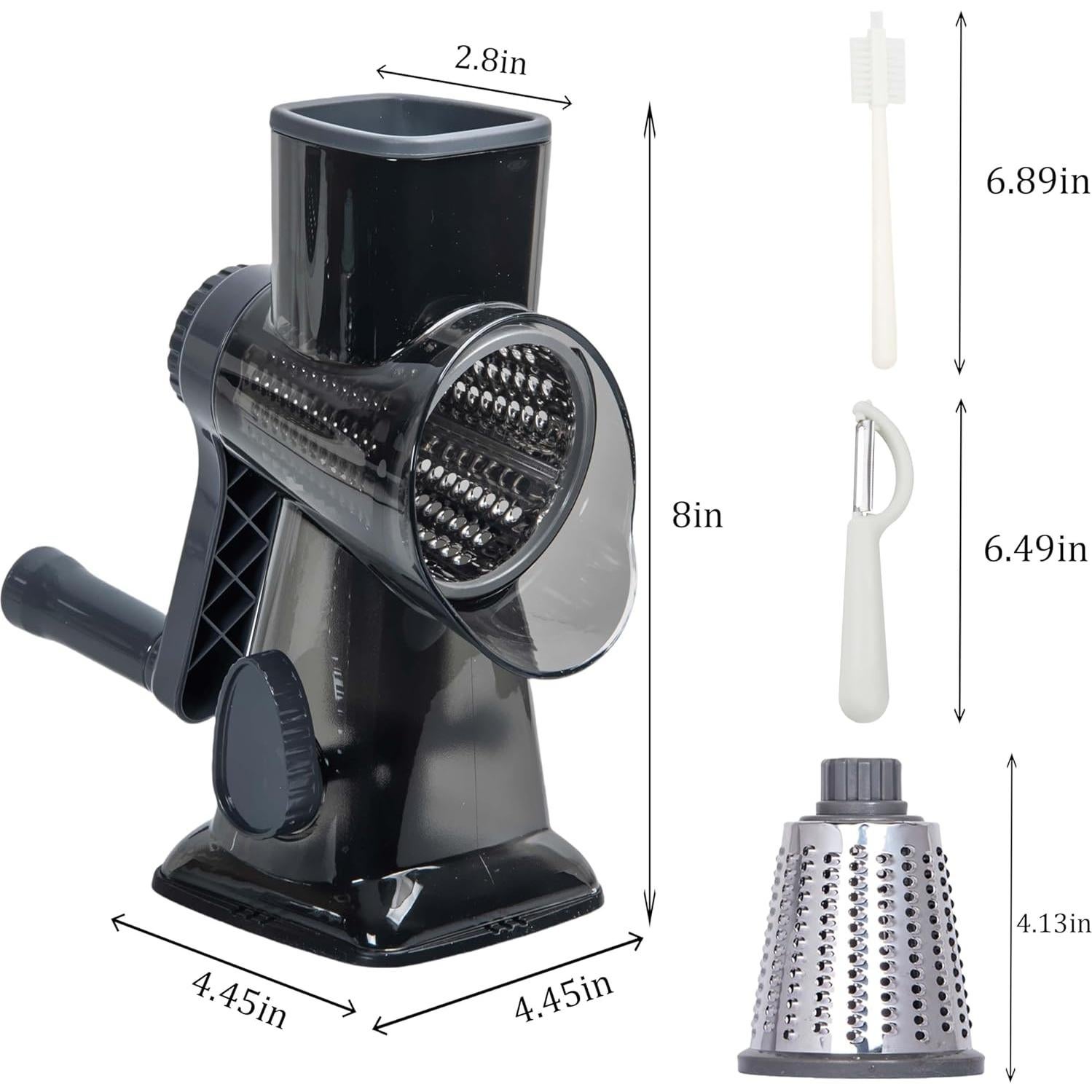 Rallador de Queso Rotatorio Mannilayco 3 en 1 Acero Inoxidable