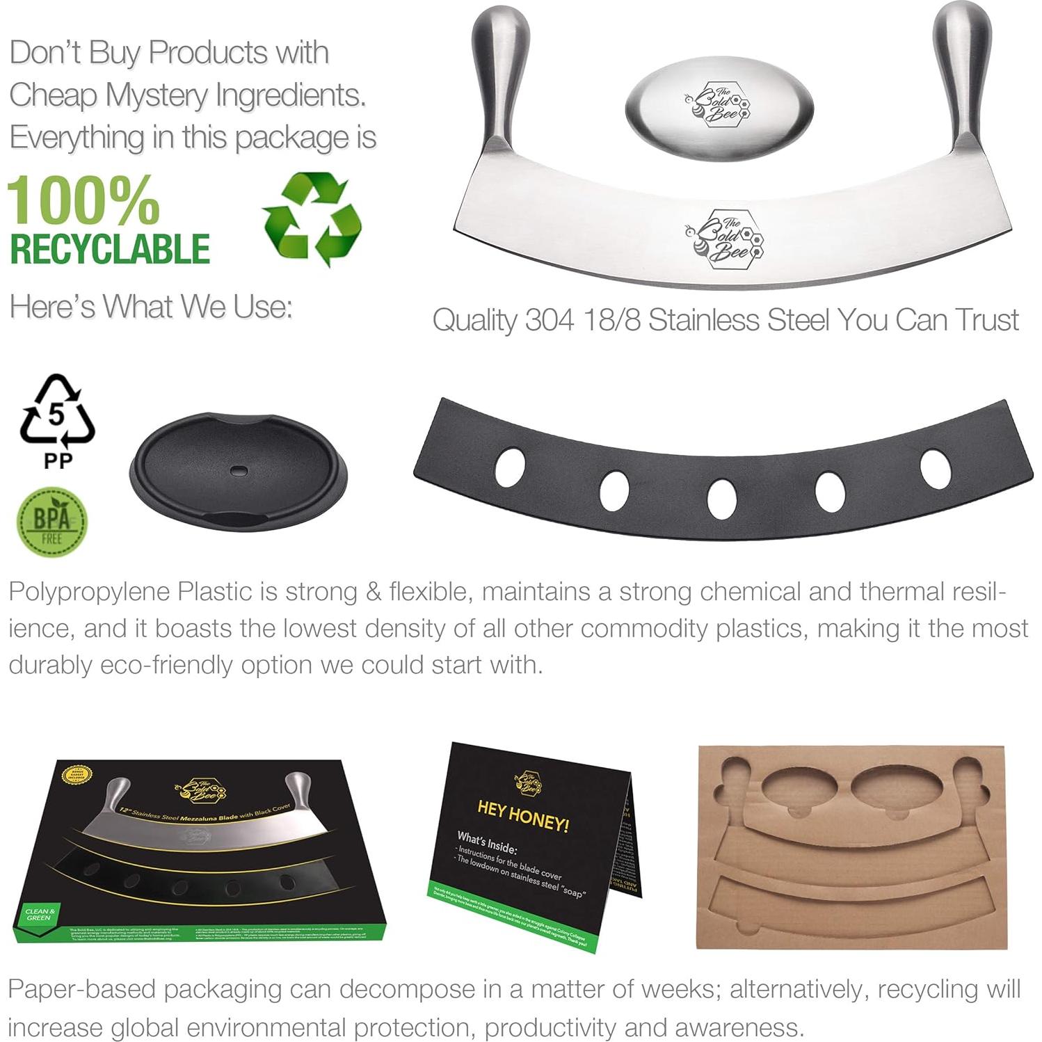 Cuchillo Mezzaluna 30,48 cm The Bold Bee + Jabón Gratis