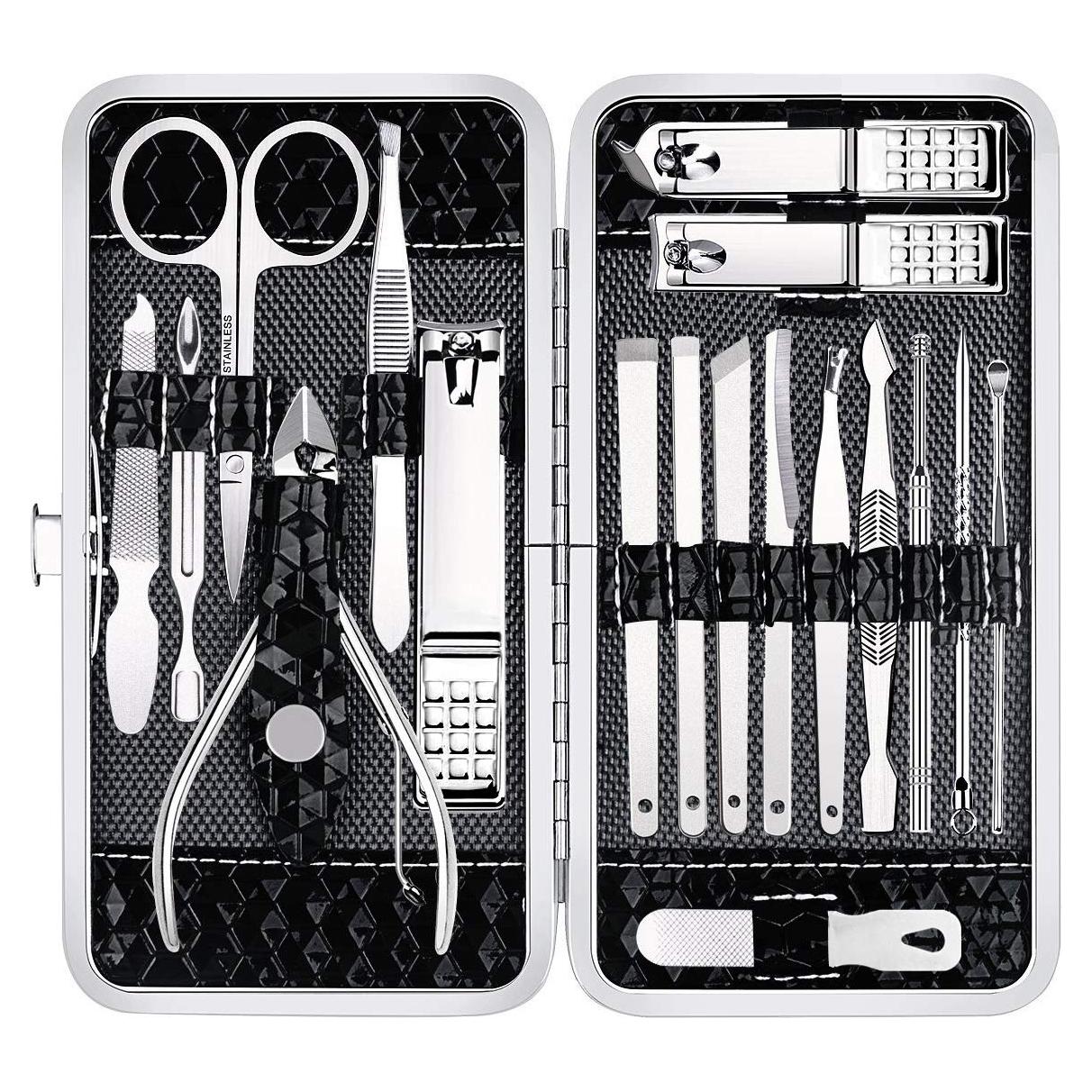 Kit de Manicura Yougai 18 Piezas Acero Inoxidable Negro