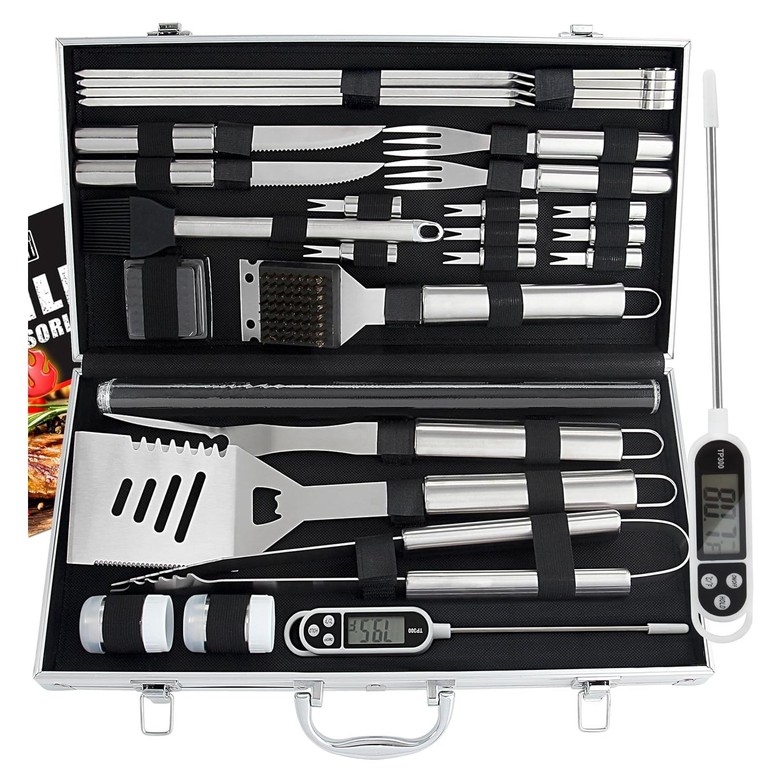 Juego de Accesorios para BBQ ROMANTICIST 28 Piezas Acero Inox