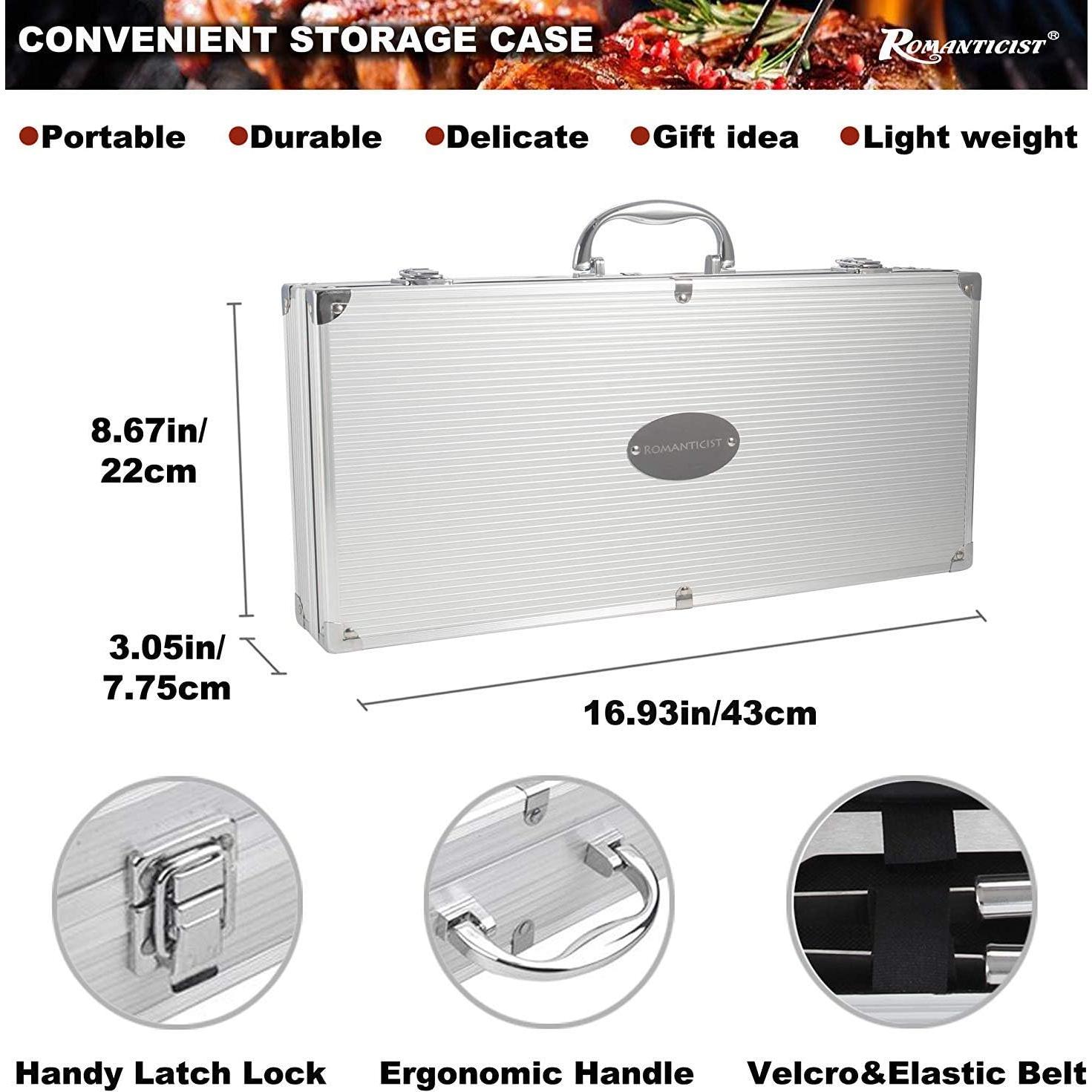 Juego de Accesorios para BBQ ROMANTICIST 28 Piezas Acero Inox