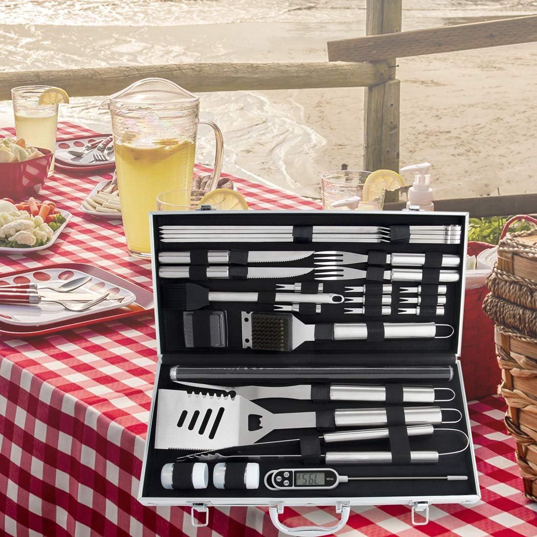 Juego de Accesorios para BBQ ROMANTICIST 28 Piezas Acero Inox