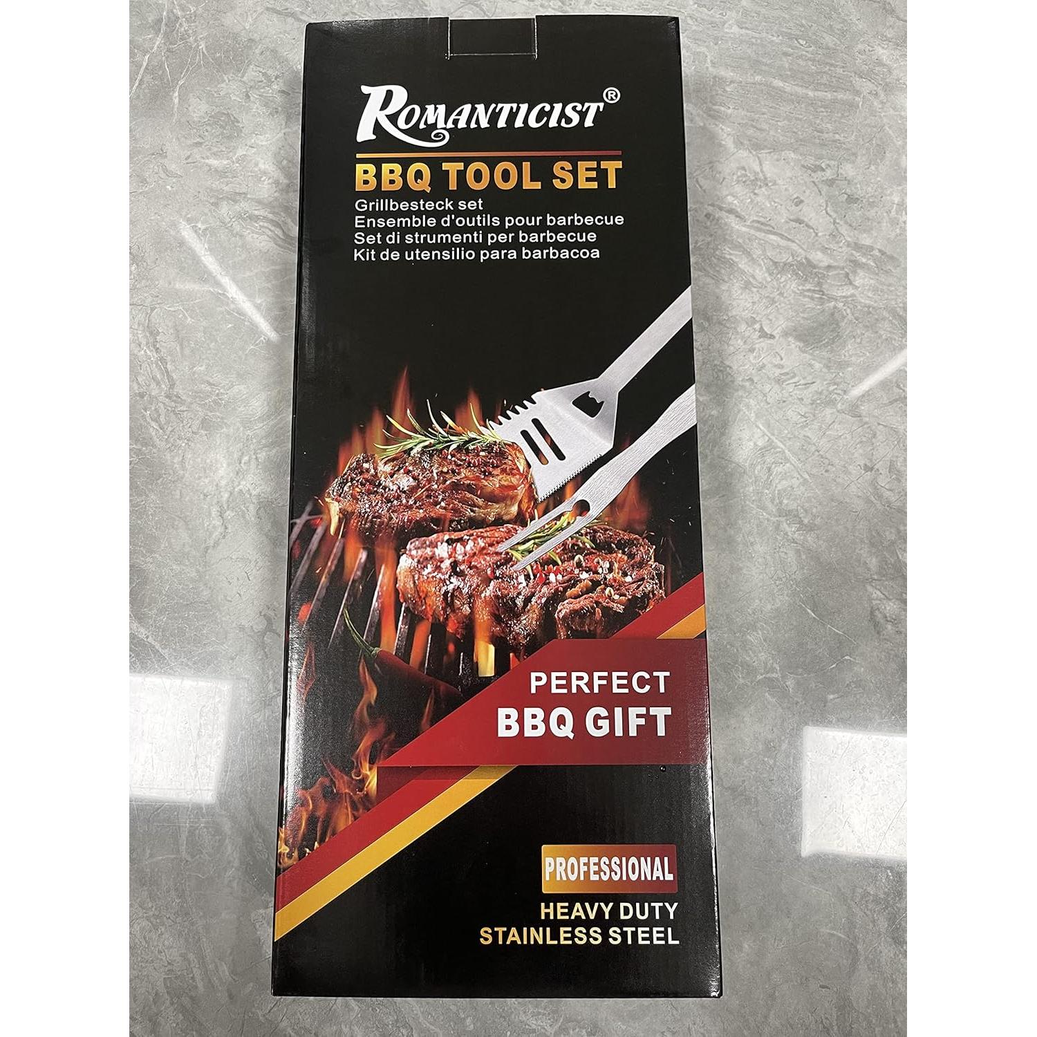 Juego de Accesorios para BBQ ROMANTICIST 28 Piezas Acero Inox