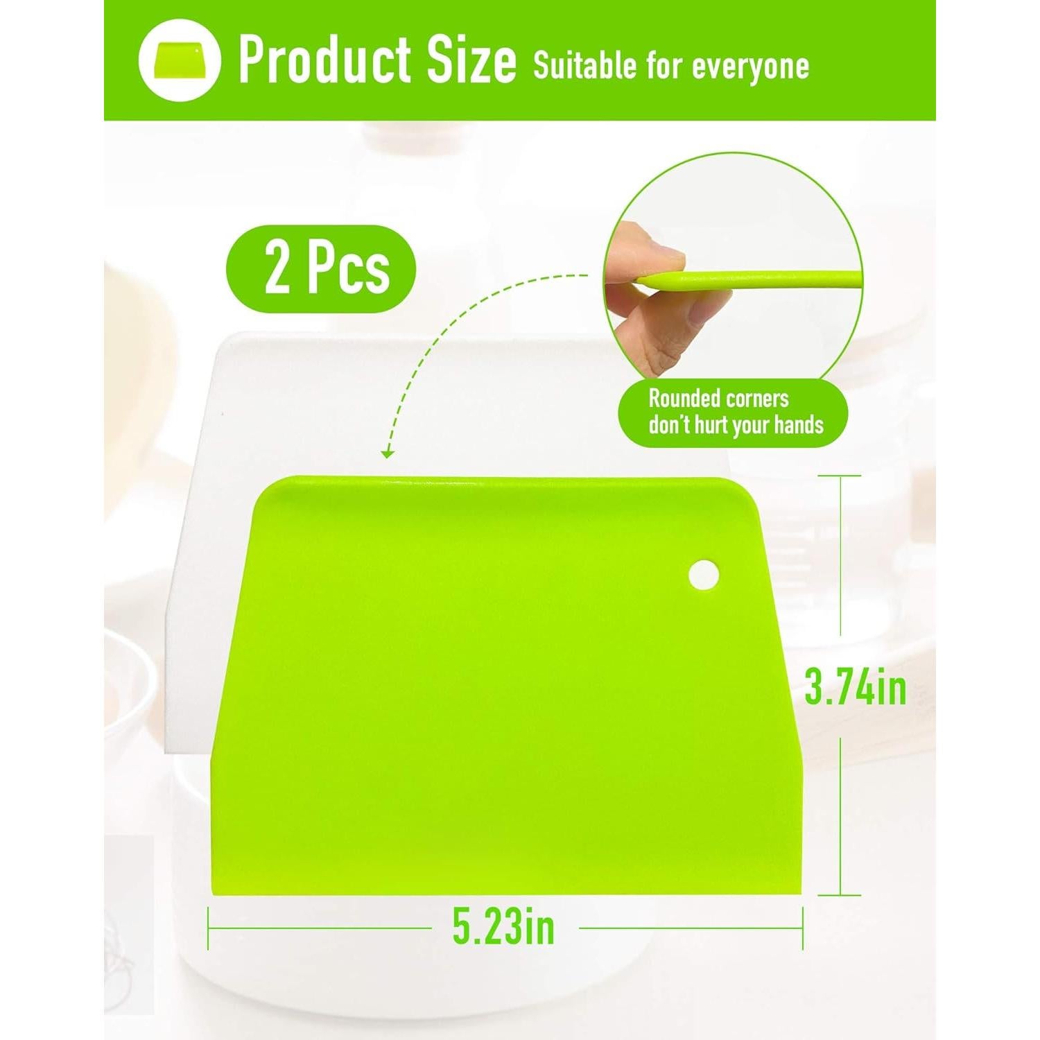 Raspador de Masa YUNDUOJIA 2PCS Plástico Flexible 13.2x9.3cm