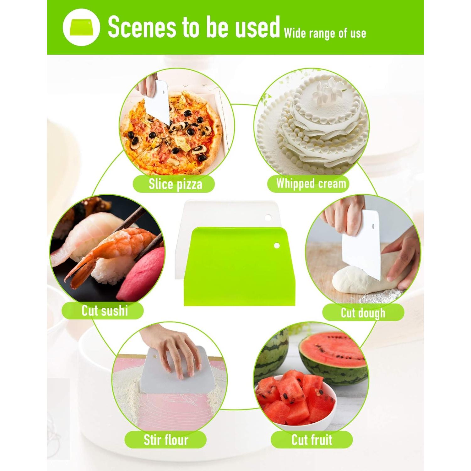 Raspador de Masa YUNDUOJIA 2PCS Plástico Flexible 13.2x9.3cm