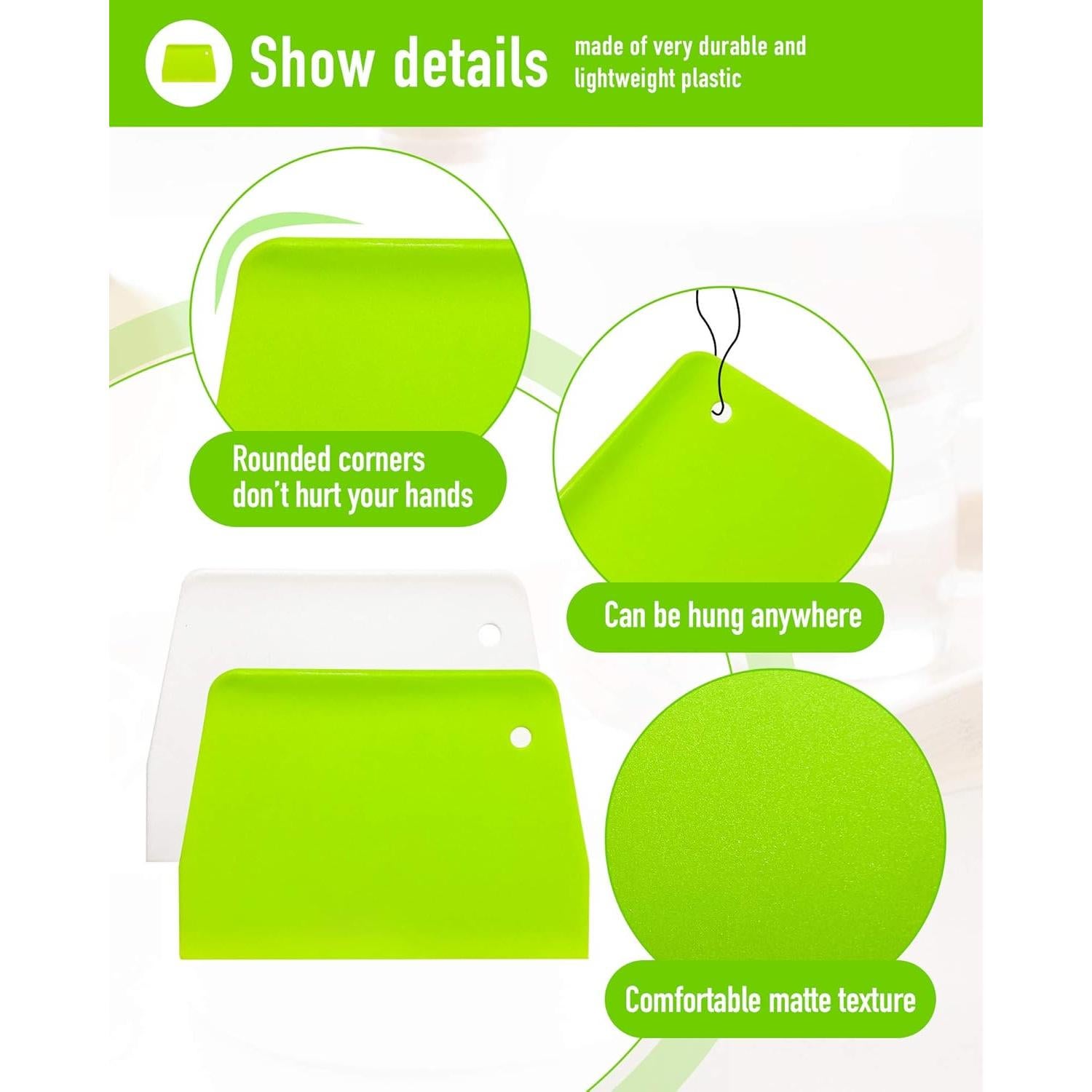 Raspador de Masa YUNDUOJIA 2PCS Plástico Flexible 13.2x9.3cm