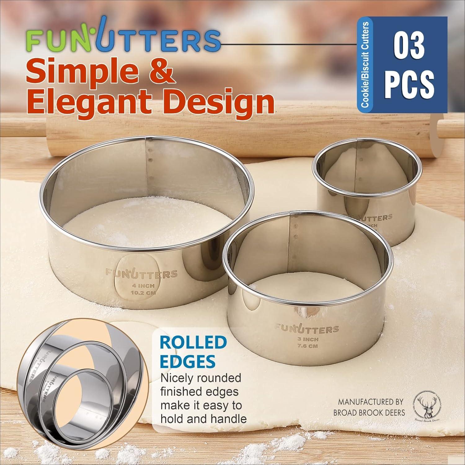 Juego de Cortadores de Galletas Funutters 3 Piezas 2-4 Pulgadas