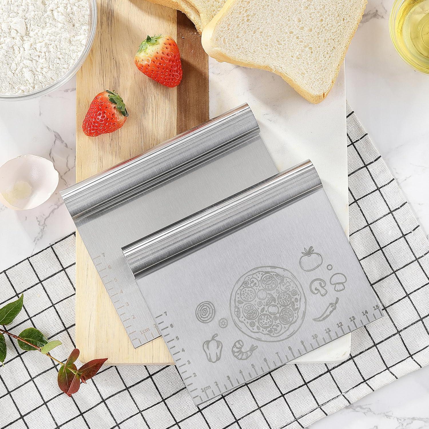 Raspador de Masa LCCOWOT Acero Inoxidable 2 Piezas 15 cm