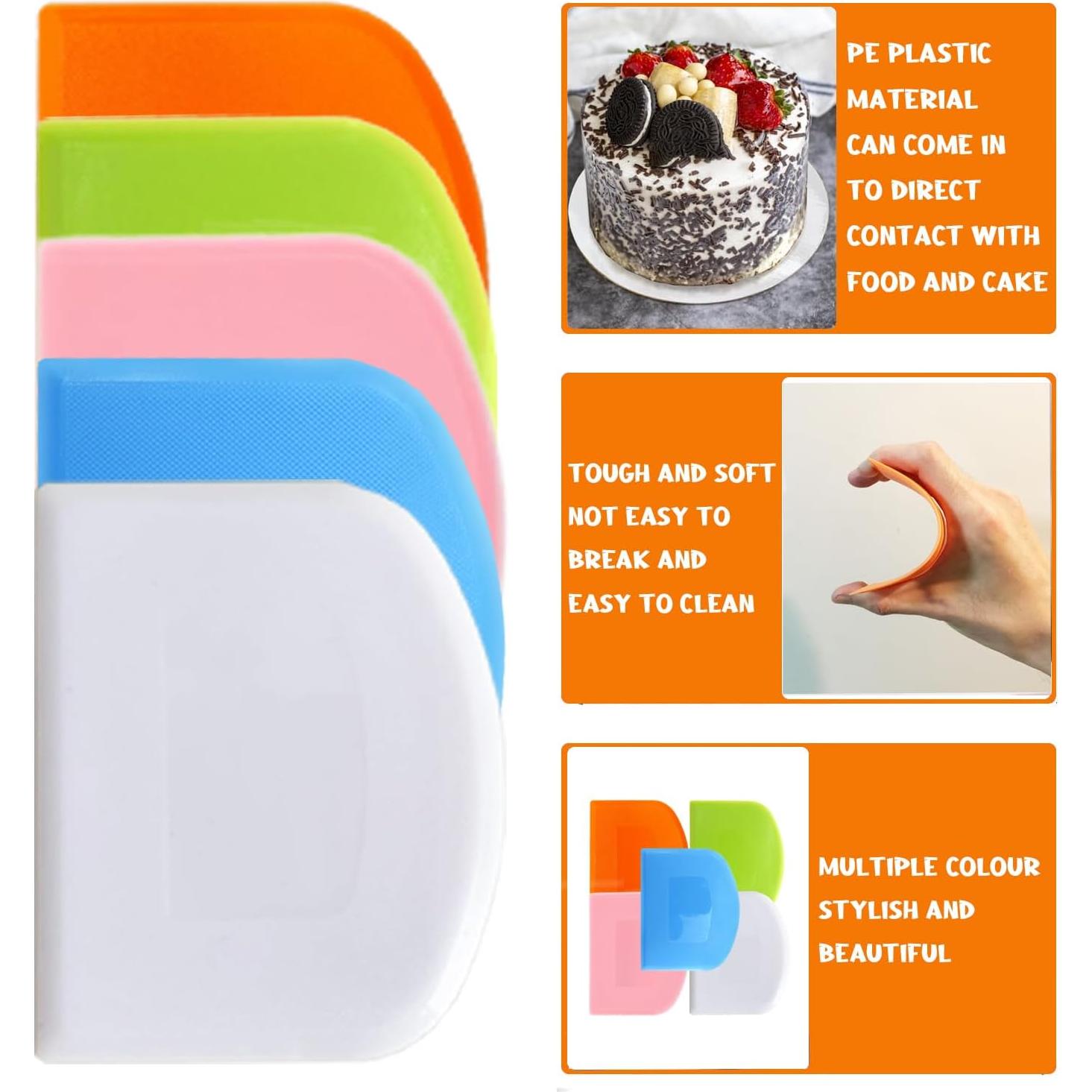 Cortador de Masa CEWIFO 5 Pcs Raspadores de Plástico PE