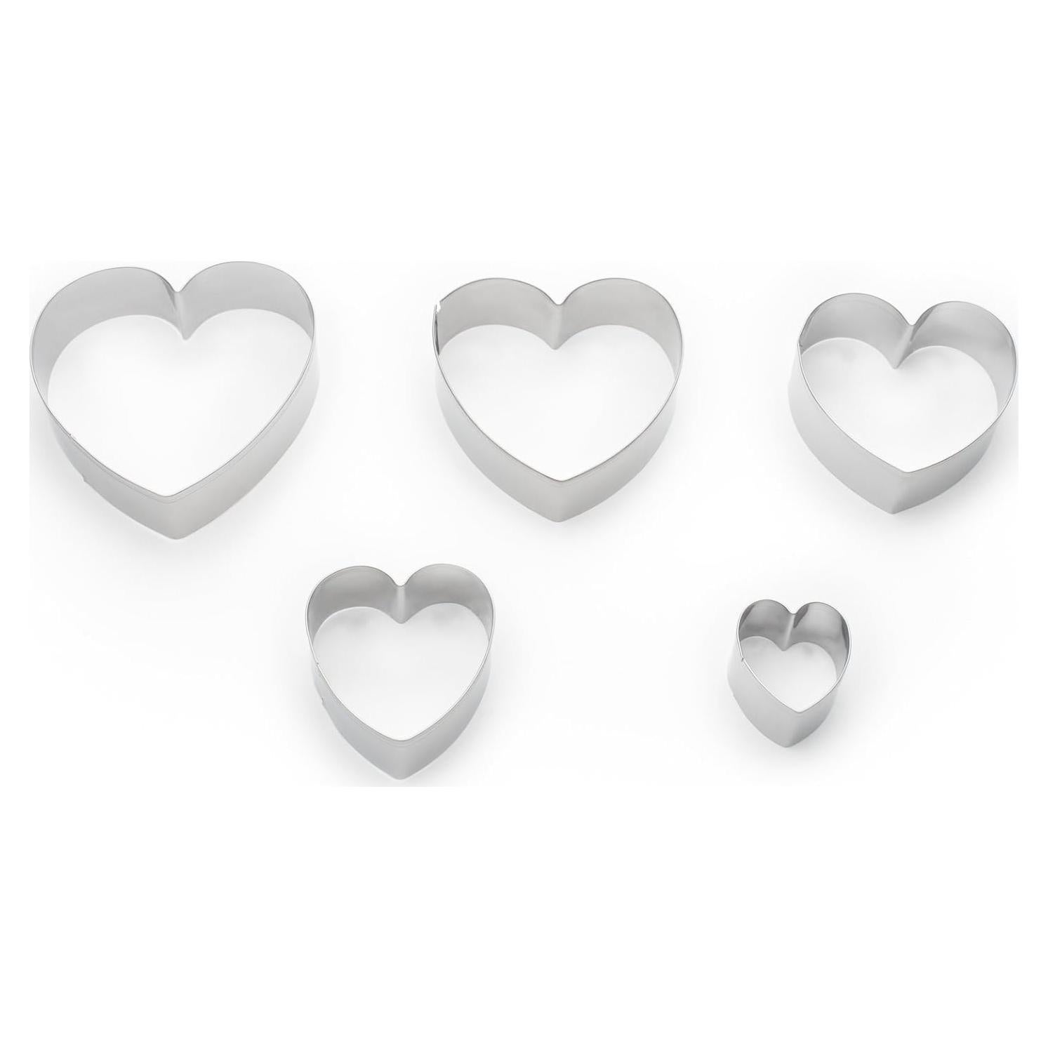 Set de 5 Cortadores de Galletas Corazón Fox Run Acero Inoxidable