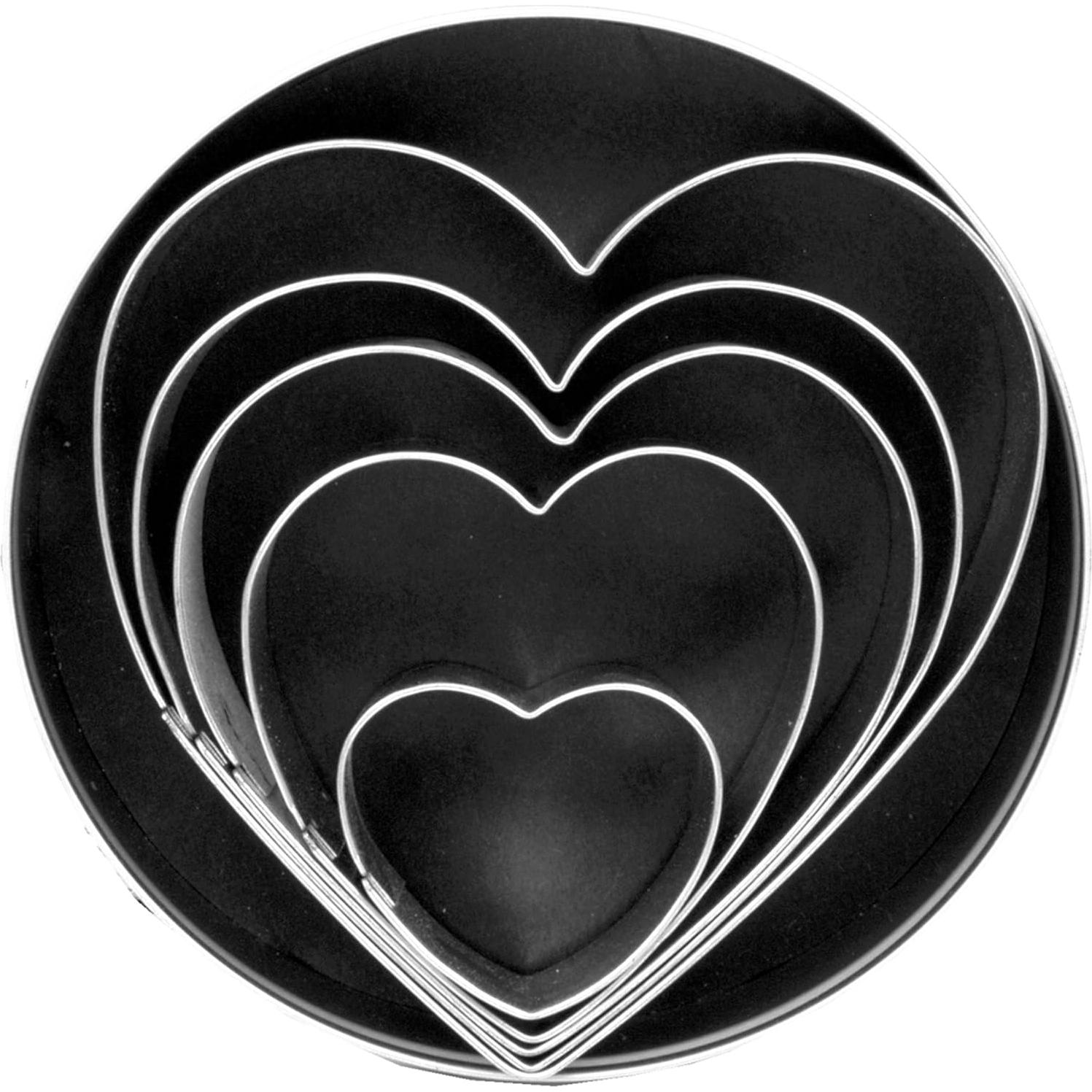 Set de 5 Cortadores de Galletas Corazón Fox Run Acero Inoxidable