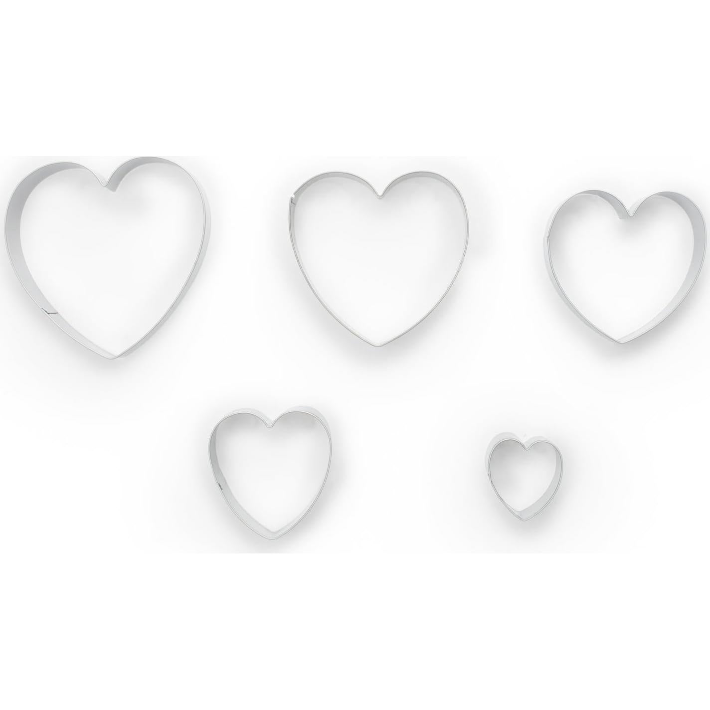 Set de 5 Cortadores de Galletas Corazón Fox Run Acero Inoxidable