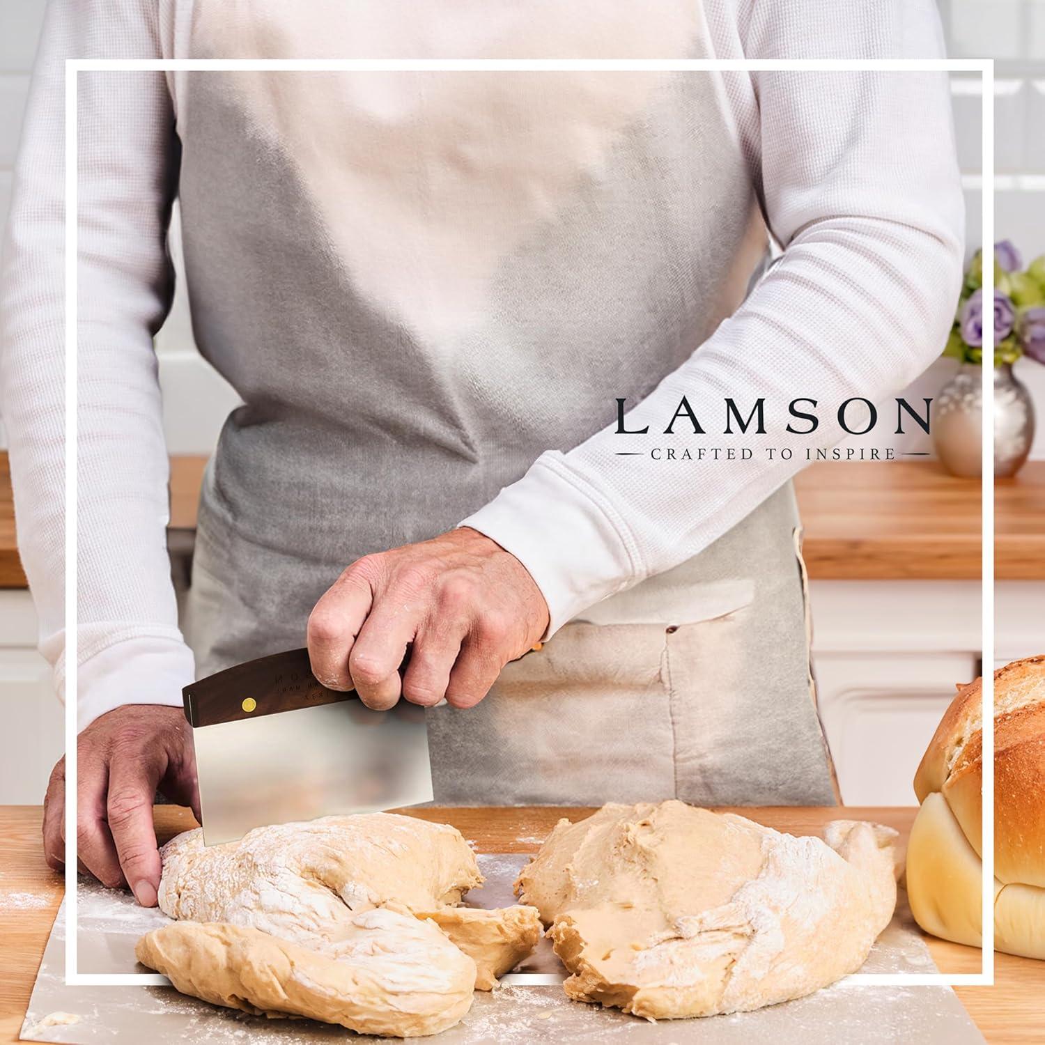 Raspador de Masa Lamson 15x7 cm Acero Inoxidable y Nogal