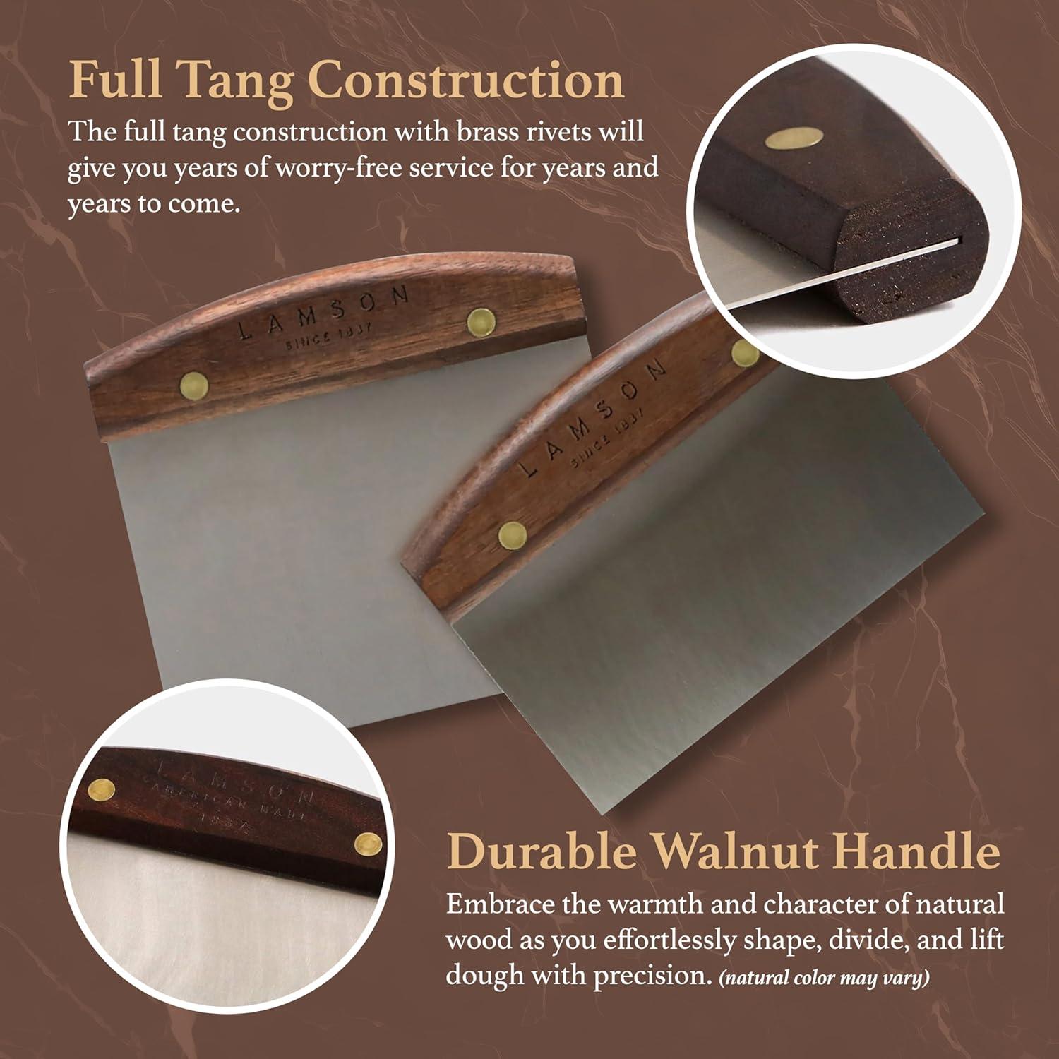 Raspador de Masa Lamson 15x7 cm Acero Inoxidable y Nogal