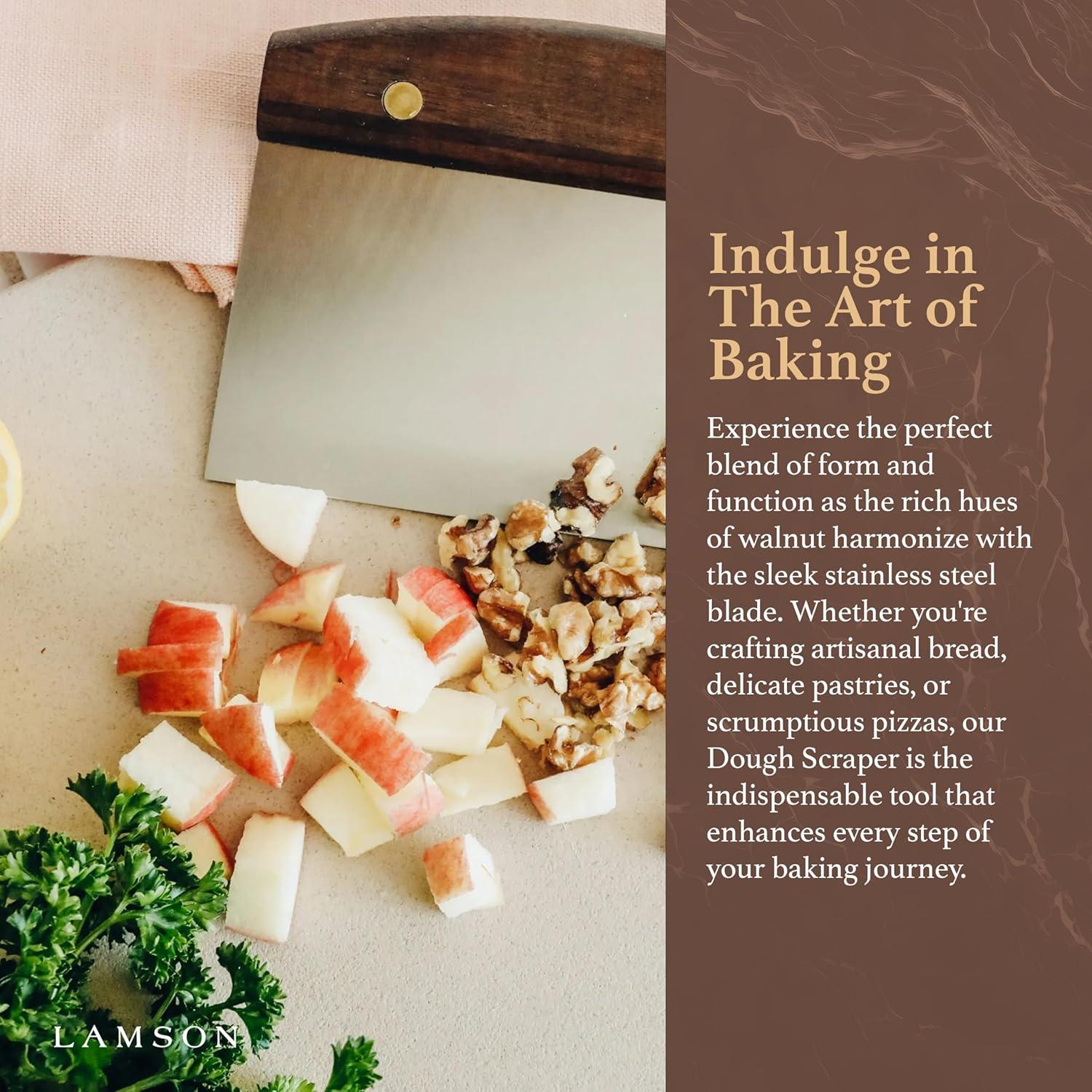 Raspador de Masa Lamson 15x7 cm Acero Inoxidable y Nogal