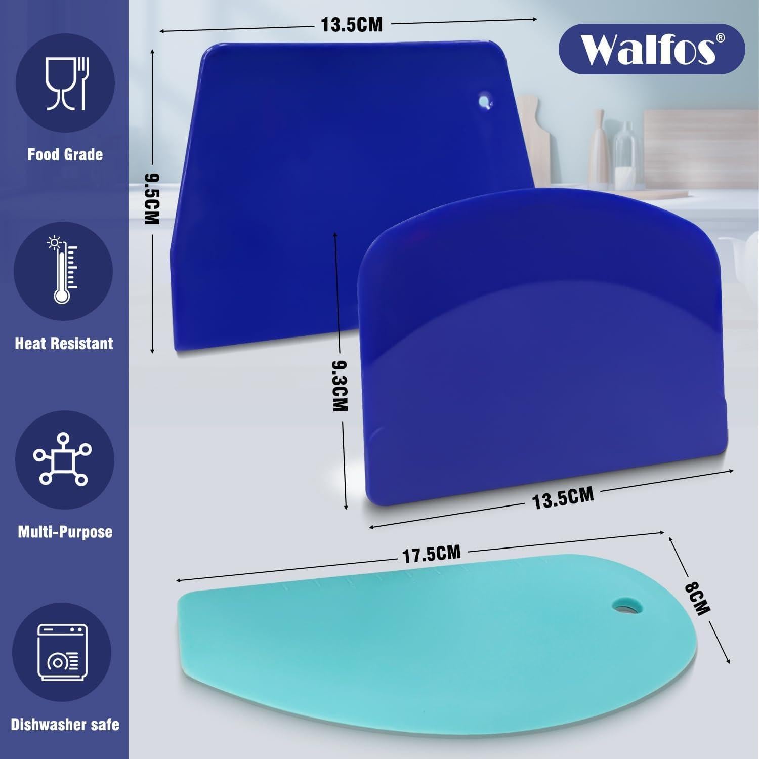 Juego de Raspadores de Masa Walfos 3 Piezas Silicona