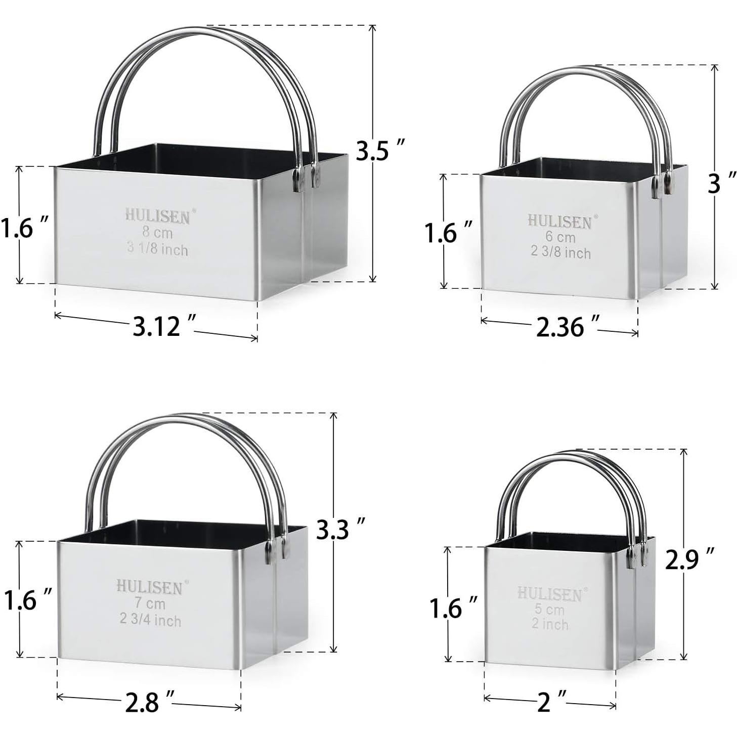 Juego de Cortadores de Galletas HULISEN Cuadrados 4 Piezas