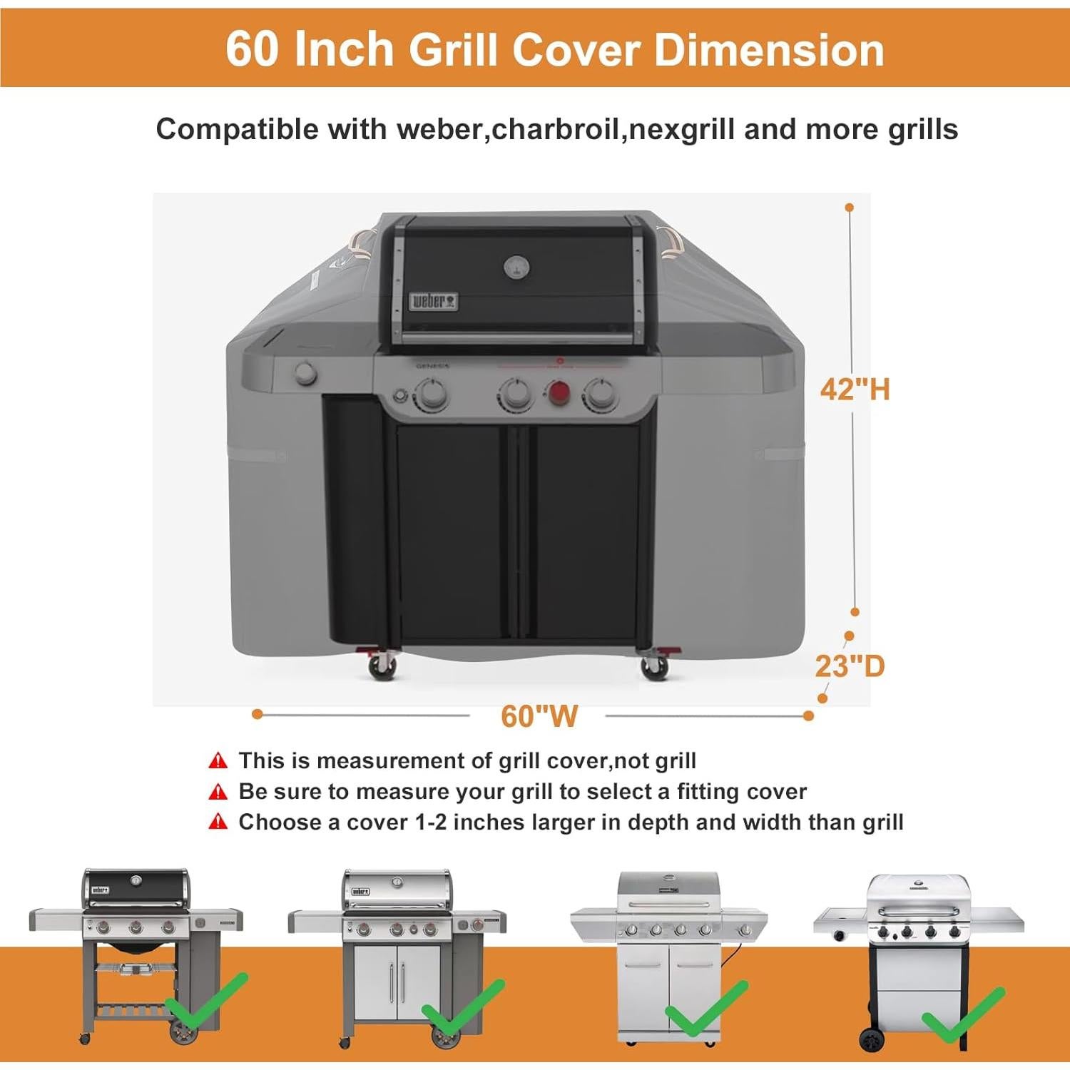 Cubierta de Parrilla PasWith 152 cm Impermeable y Resistente