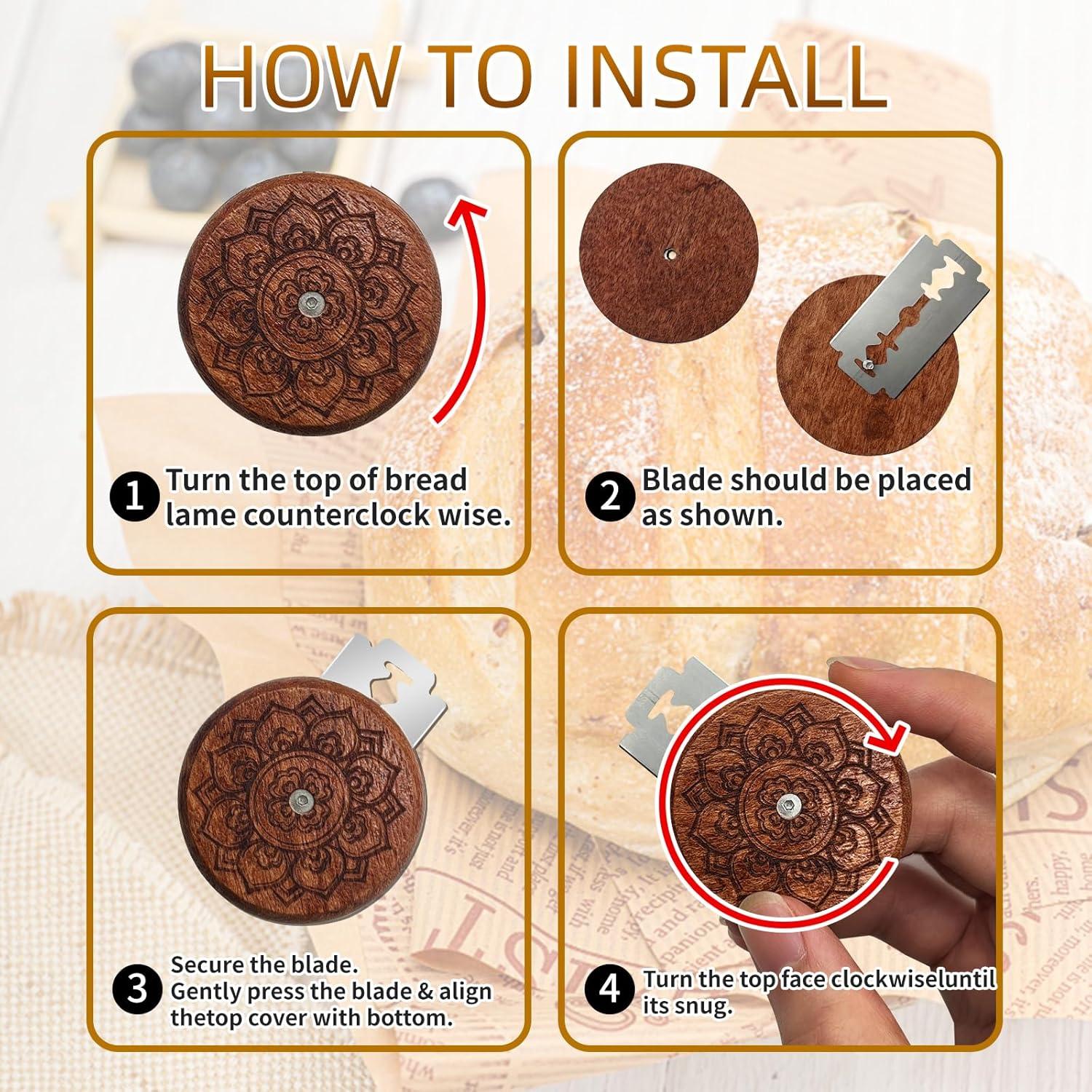 Cortador de Pan COOHLYEE Lame UFO de Madera con 5 Cuchillas