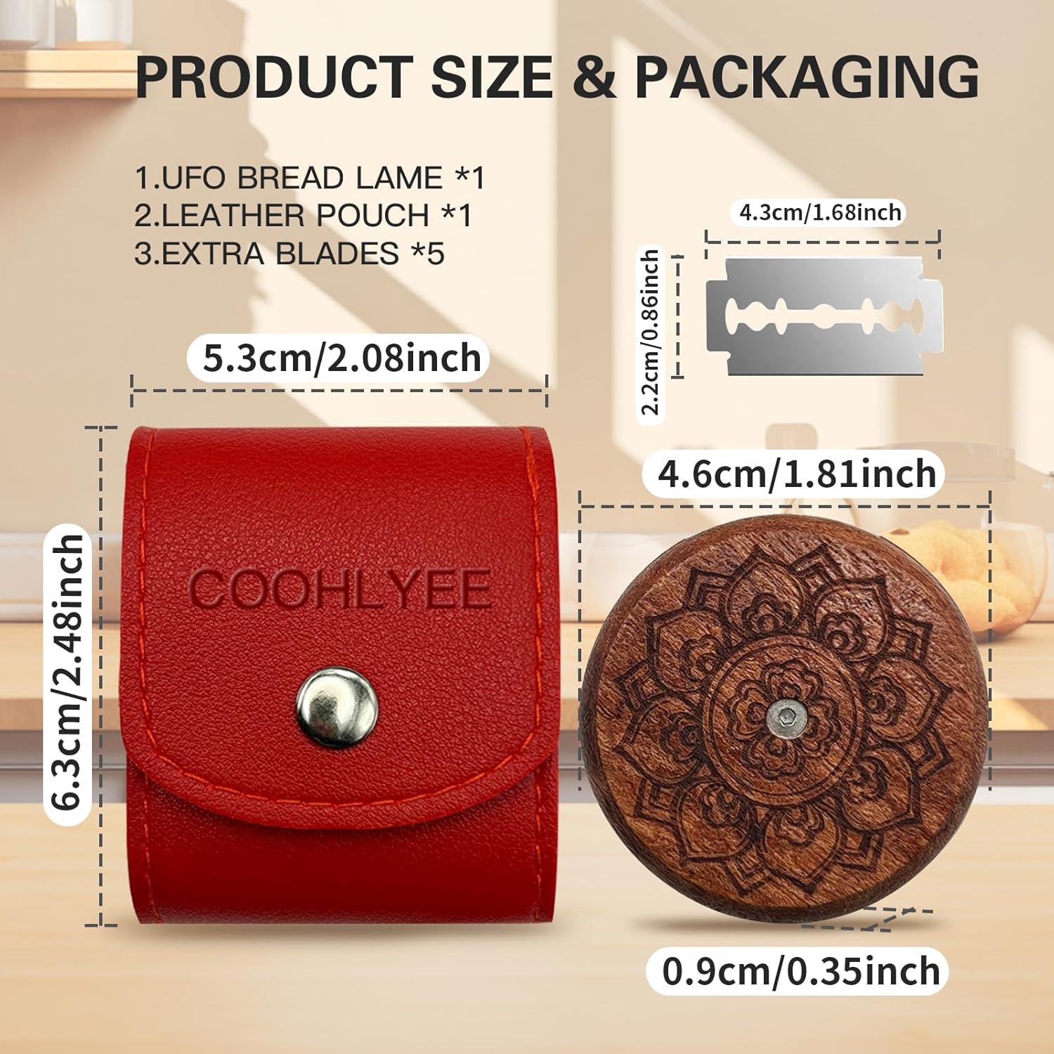 Cortador de Pan COOHLYEE Lame UFO de Madera con 5 Cuchillas