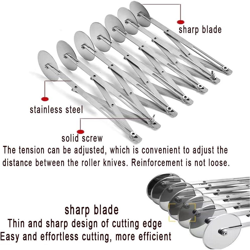 Cortador de Masa 7 Ruedas MTOMDY Acero Inoxidable 74 cm