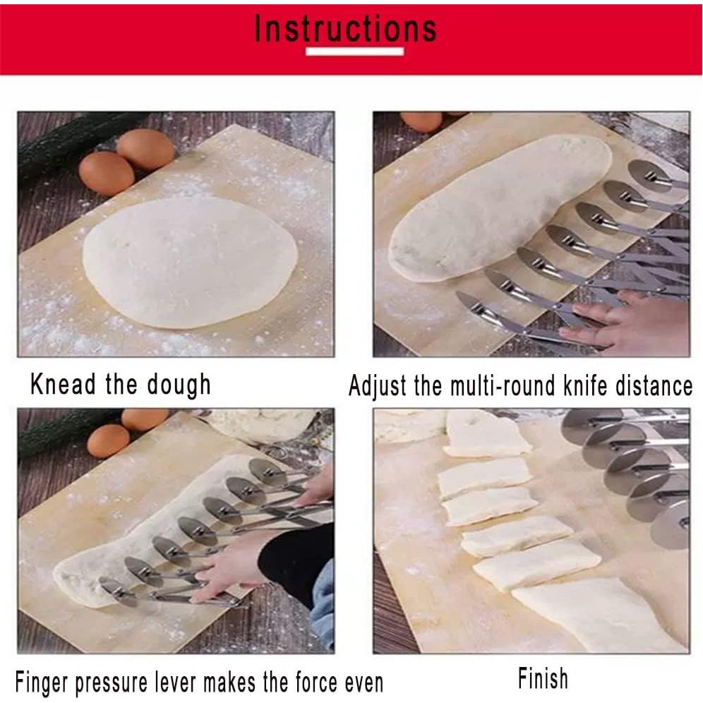 Cortador de Masa 7 Ruedas MTOMDY Acero Inoxidable 74 cm