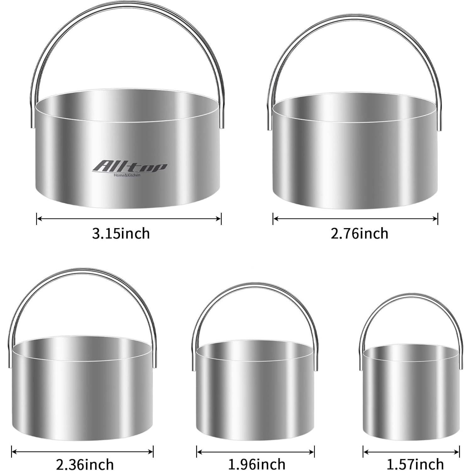 Cortadores de Galletas Redondos ALLTOP Acero Inoxidable 5 Pcs