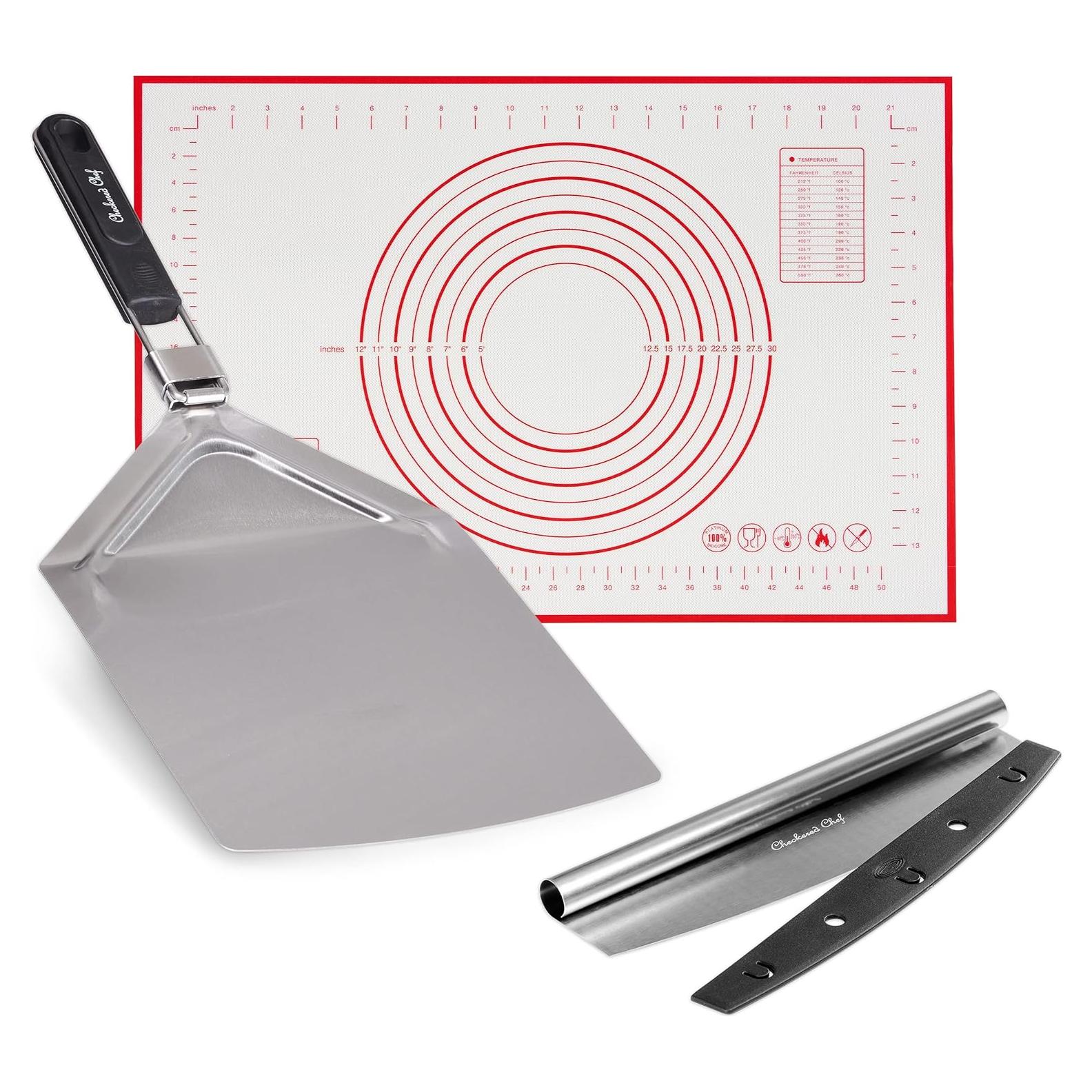 Juego de Cortador de Pizza Checkered Chef - Paleta y Tapete