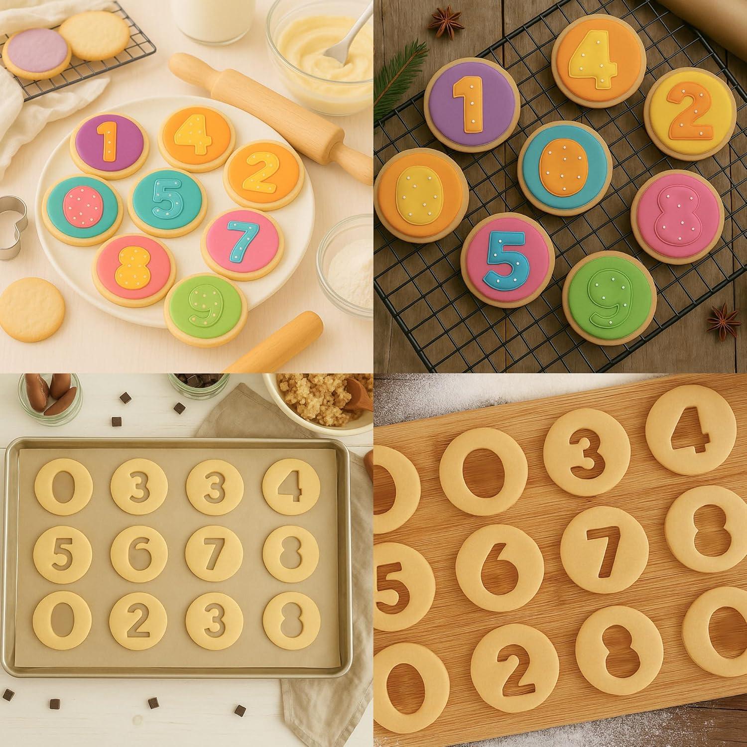 Juego de Cortadores de Galletas Números 10PCS FUSOTO Acero Inoxidable