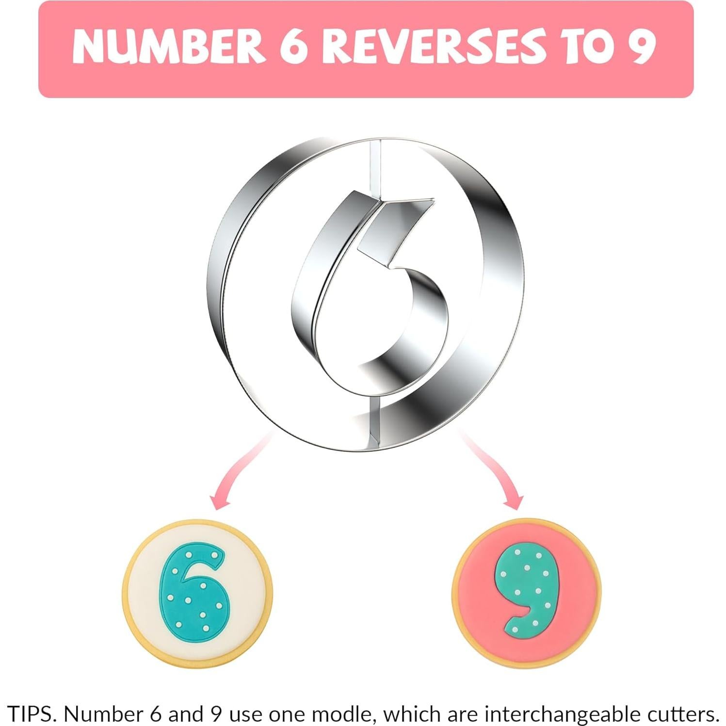 Juego de Cortadores de Galletas Números 10PCS FUSOTO Acero Inoxidable