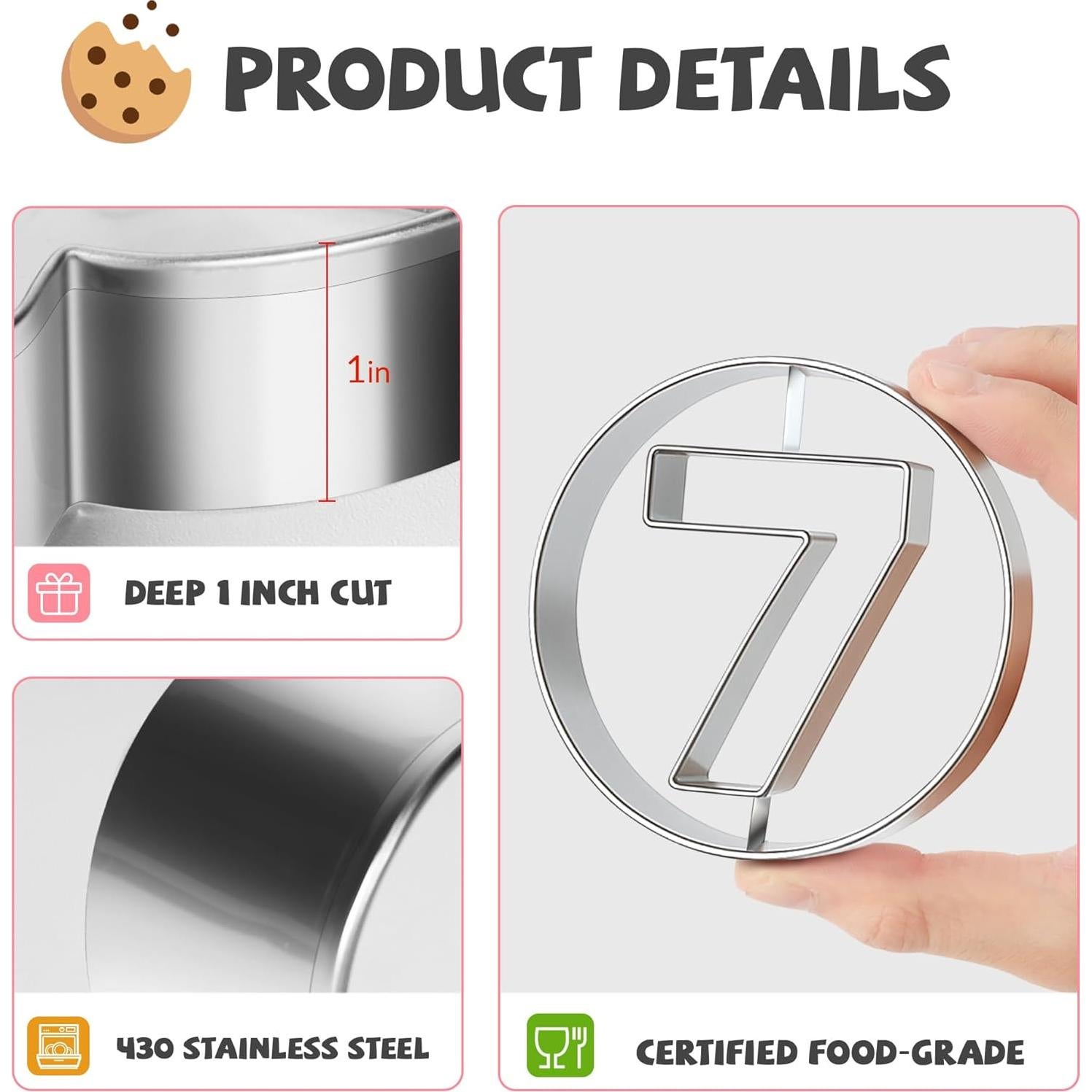 Juego de Cortadores de Galletas Números 10PCS FUSOTO Acero Inoxidable