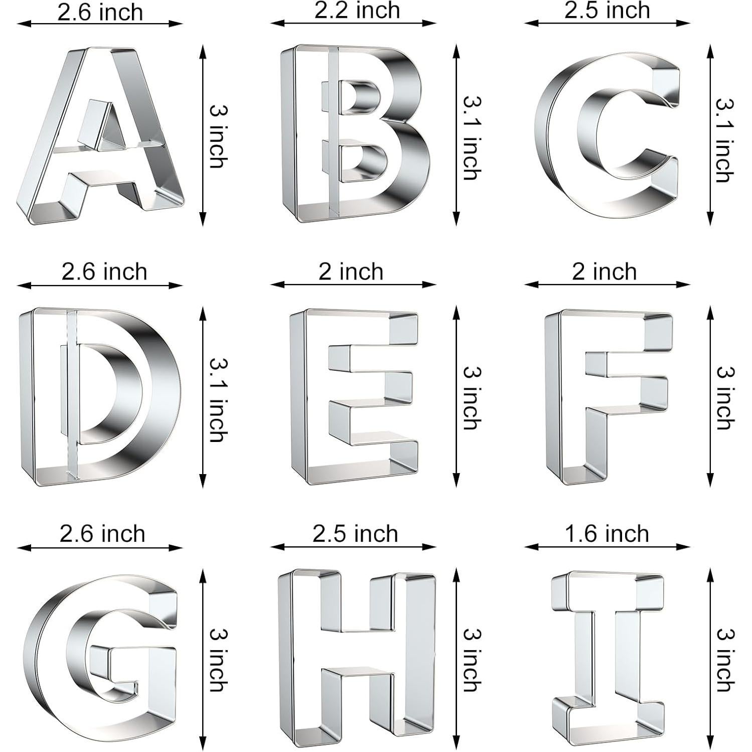 Cortadores de Galletas Alfabeto Xzhloym 26 Piezas Acero Inoxidable