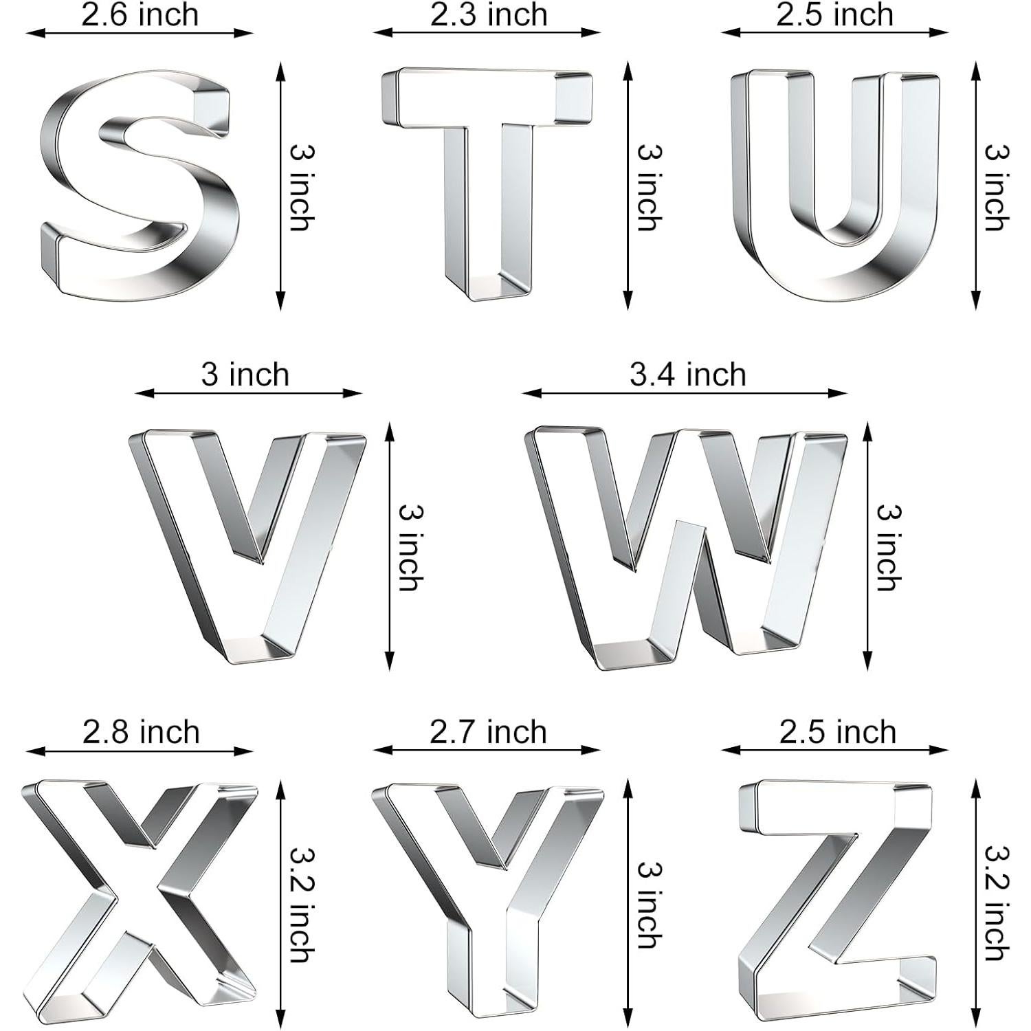 Cortadores de Galletas Alfabeto Xzhloym 26 Piezas Acero Inoxidable