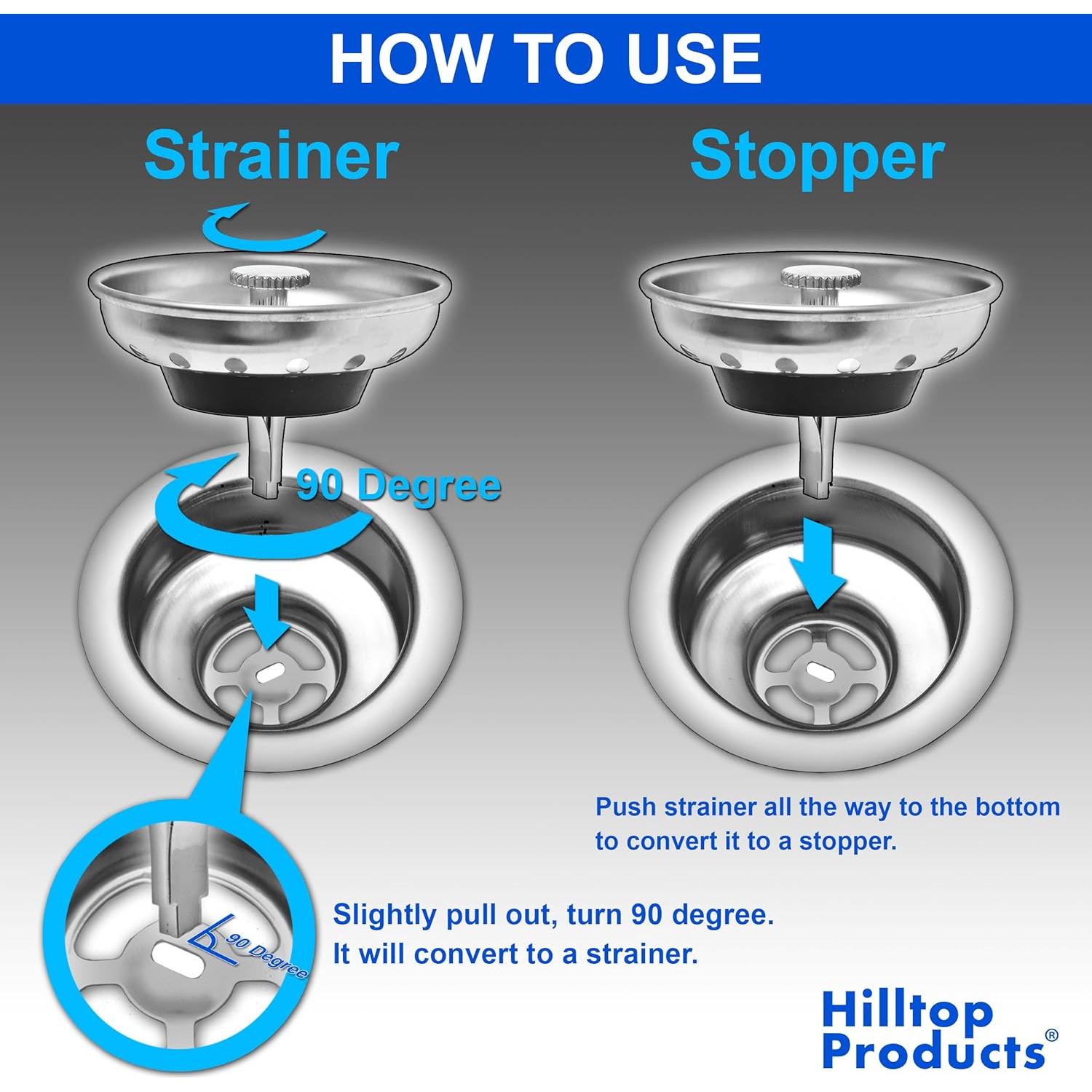 Paquete de 2 Filtro y Tapón de Fregadero Hilltop 8,89 cm