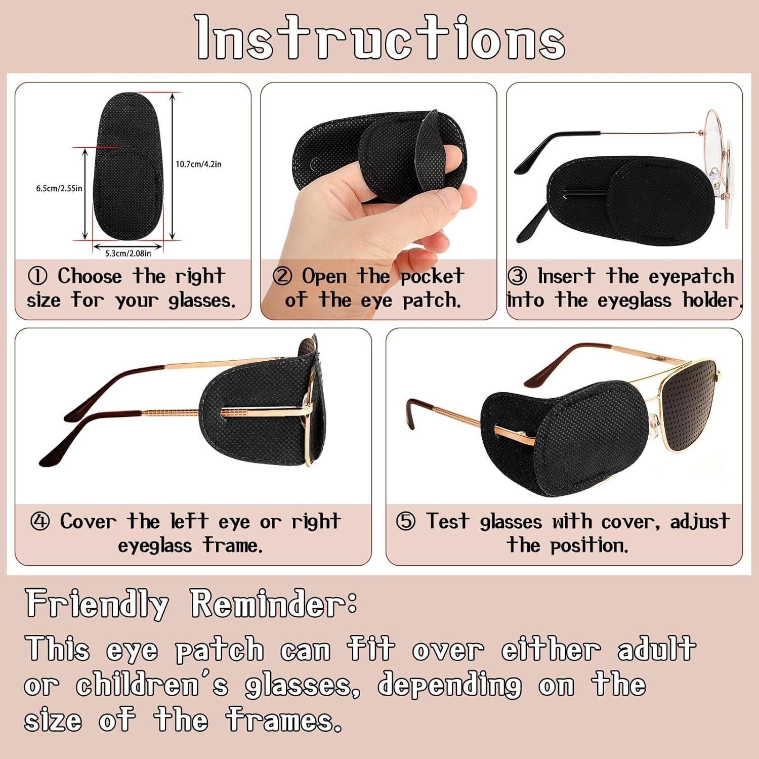 6 Piezas Parche para Ojos Reutilizable Negro WY Lighting