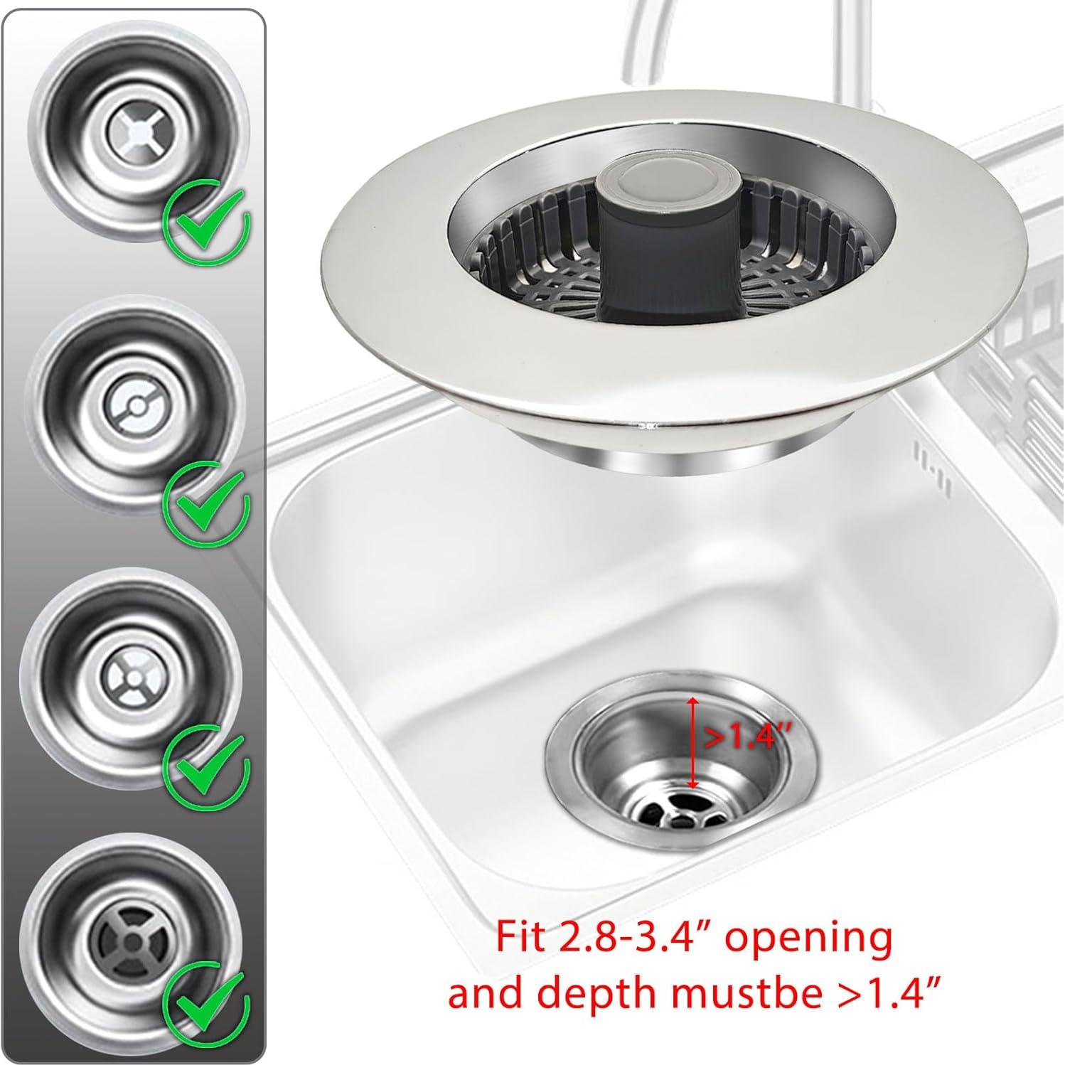 Tapón de Fregadero 3 en 1 BAOLSLS Plateado 8,89 cm