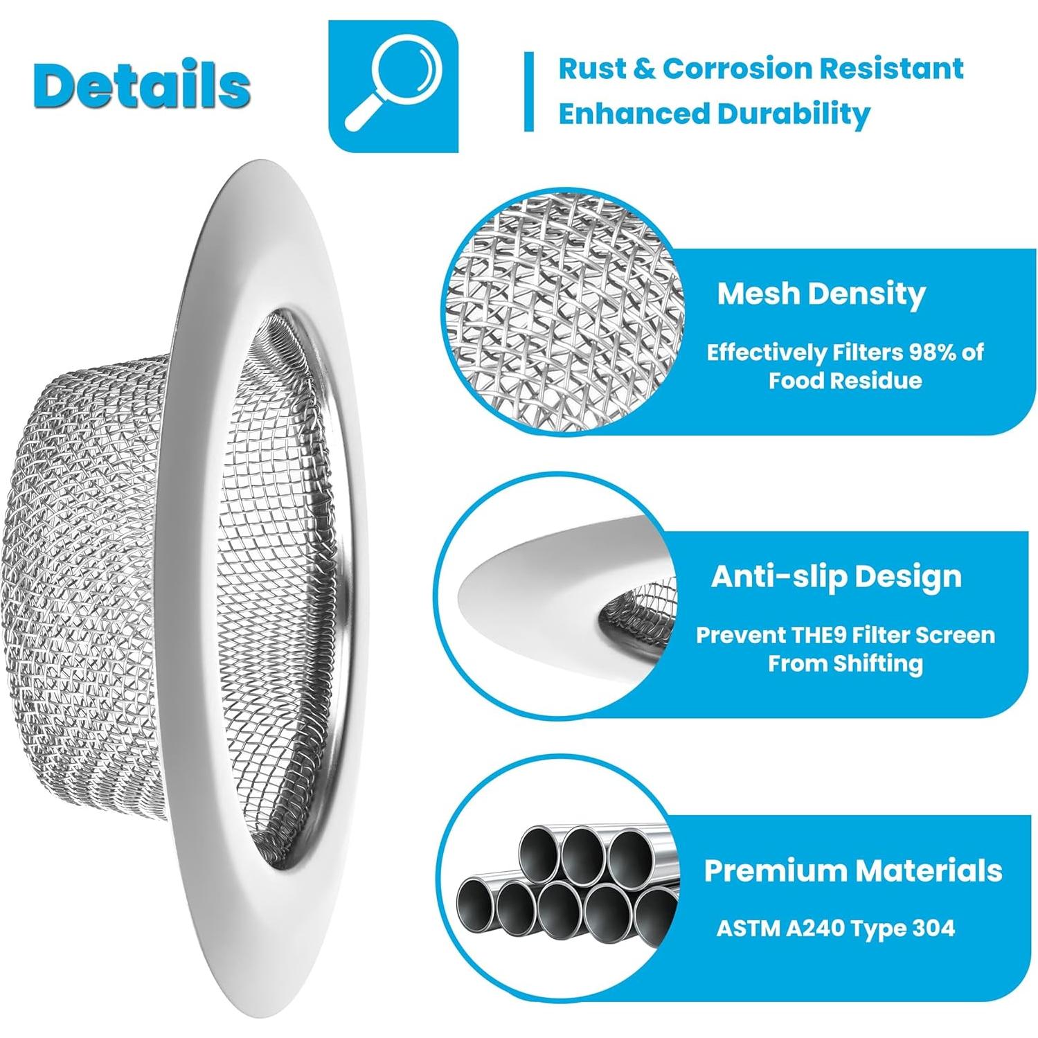 Colador de Acero Inoxidable Lunyi 11.4 cm Anti-obstrucción - 2 PCS