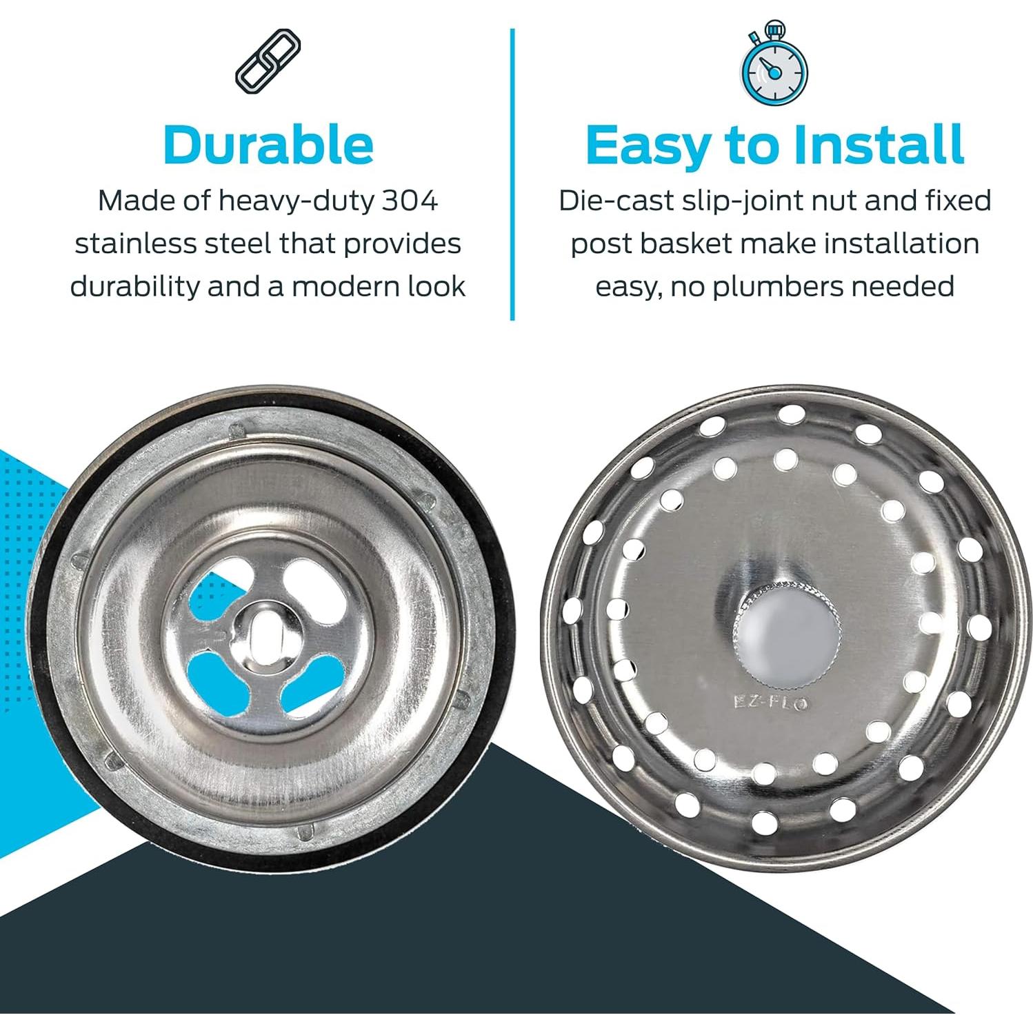 Colador de Fregadero EZ-FLO Acero Inoxidable 11,43 cm