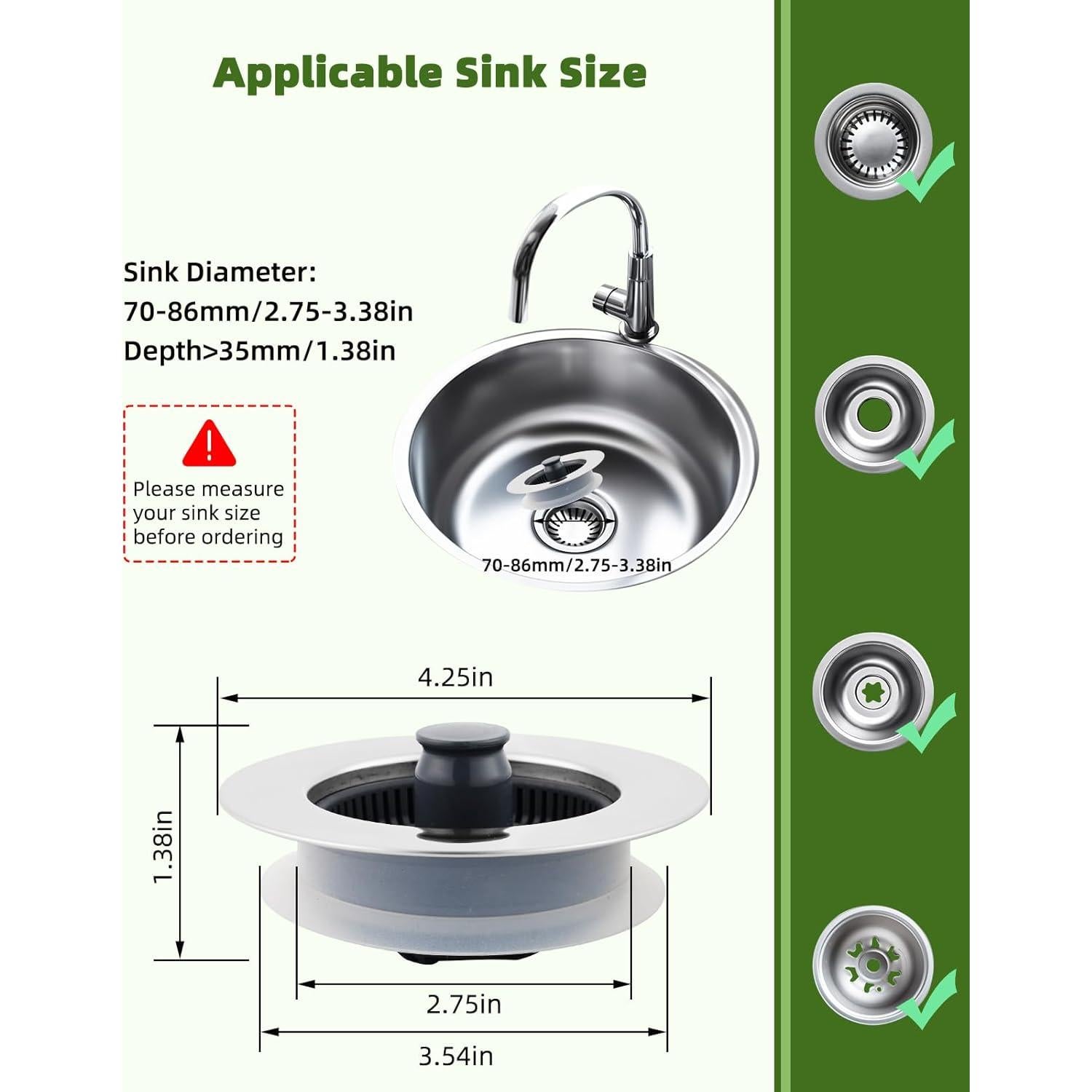 Hygie Rinse Filtro de Desagüe Emergente Acero Inoxidable 8,89 cm