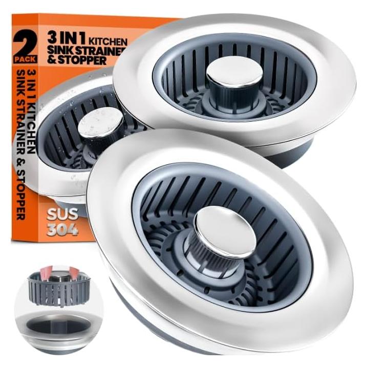 Paquete de 2 Filtros de Drenaje de Cocina Nipoko 3 en 1