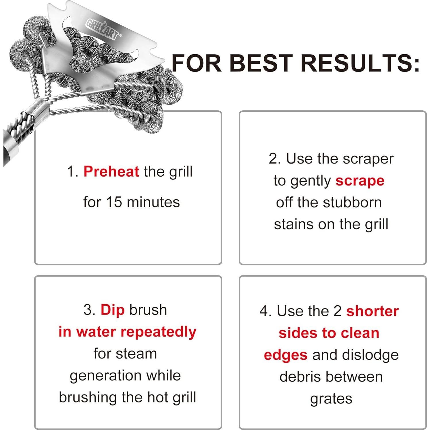 Cepillo Limpiador de Parrilla GRILLART 45.72 cm Sin Cerdas