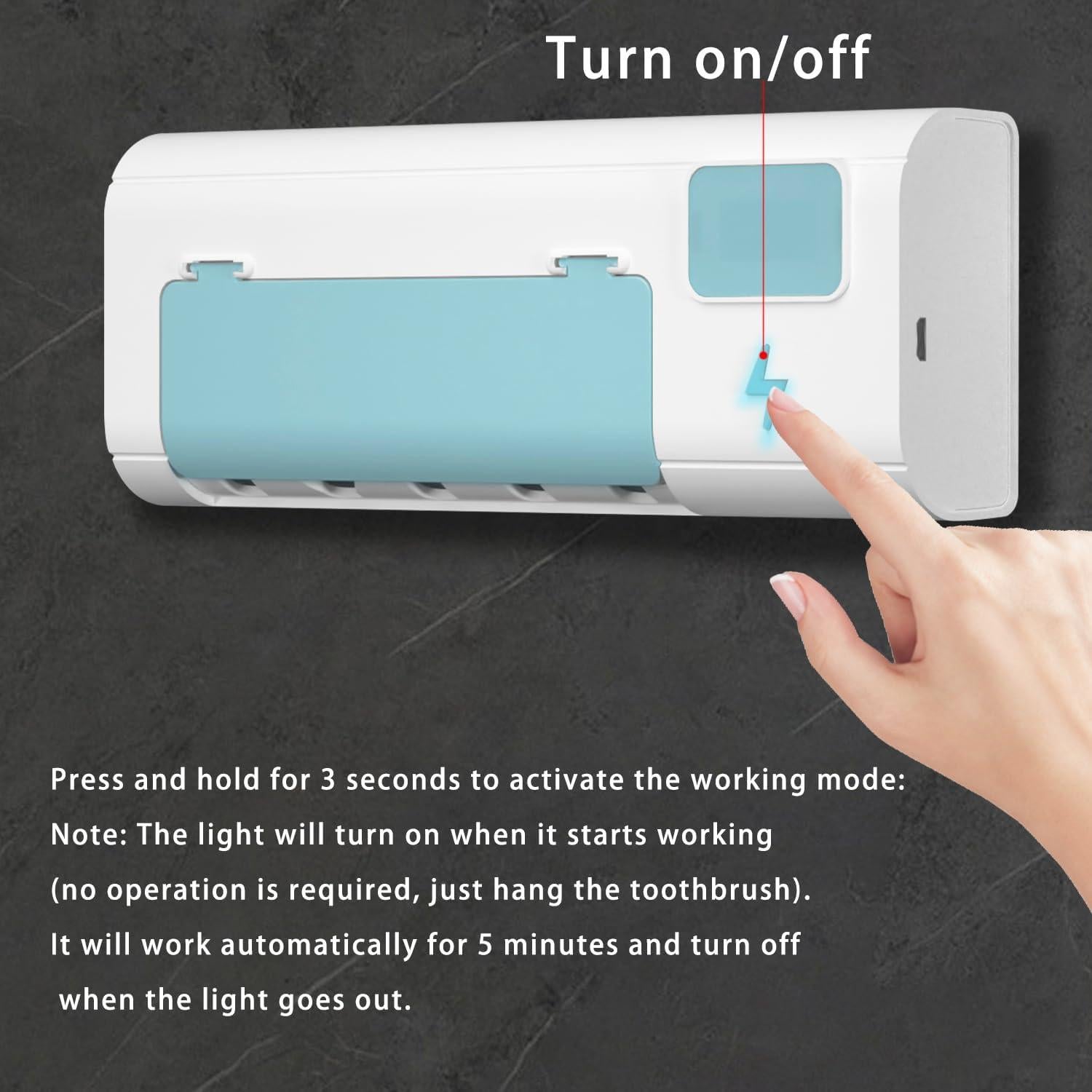 Soporte para cepillos de dientes ZEOEZHBI azul con temporizador