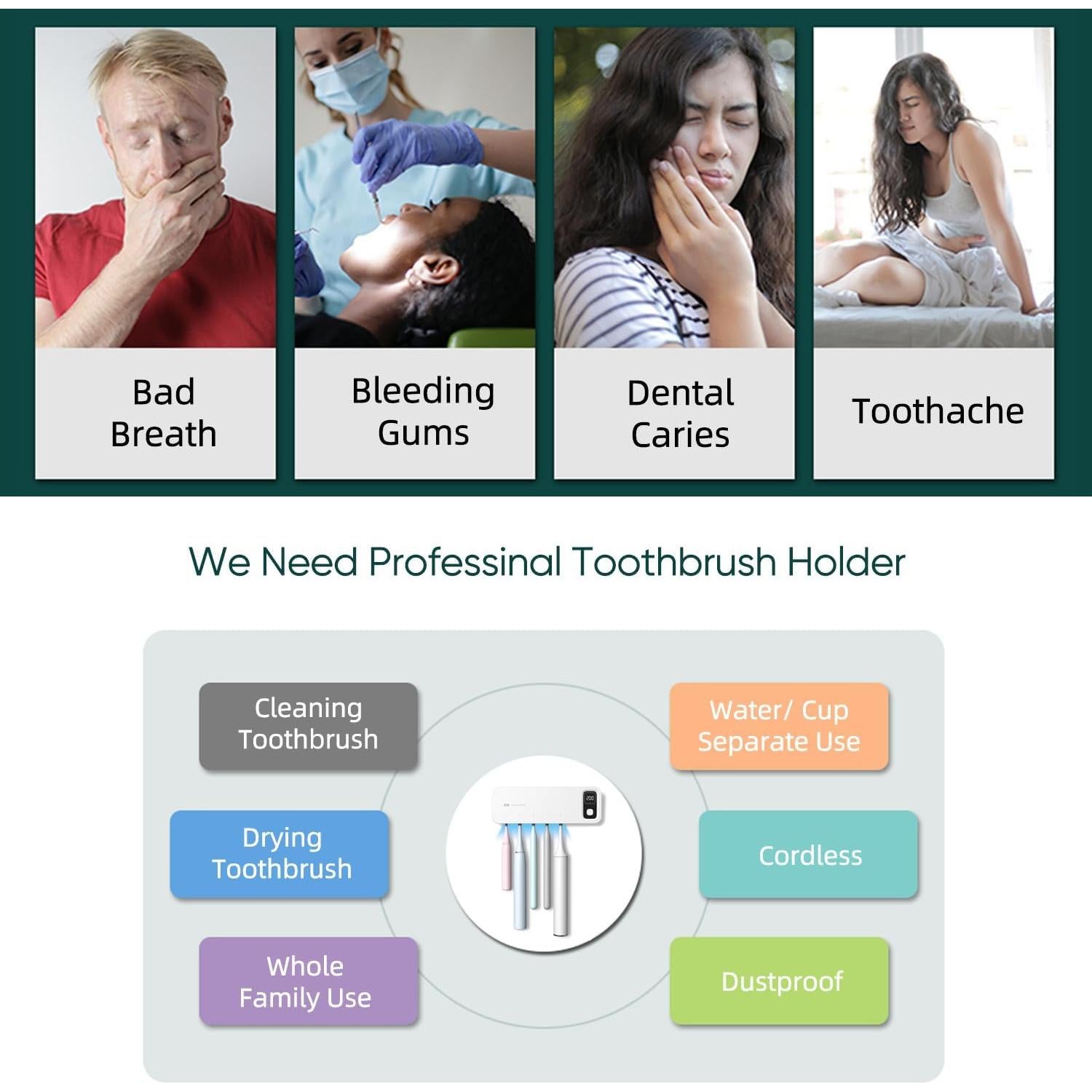 Soporte Secador de Cepillos de Dientes StarWin, 5 Ranuras, UV