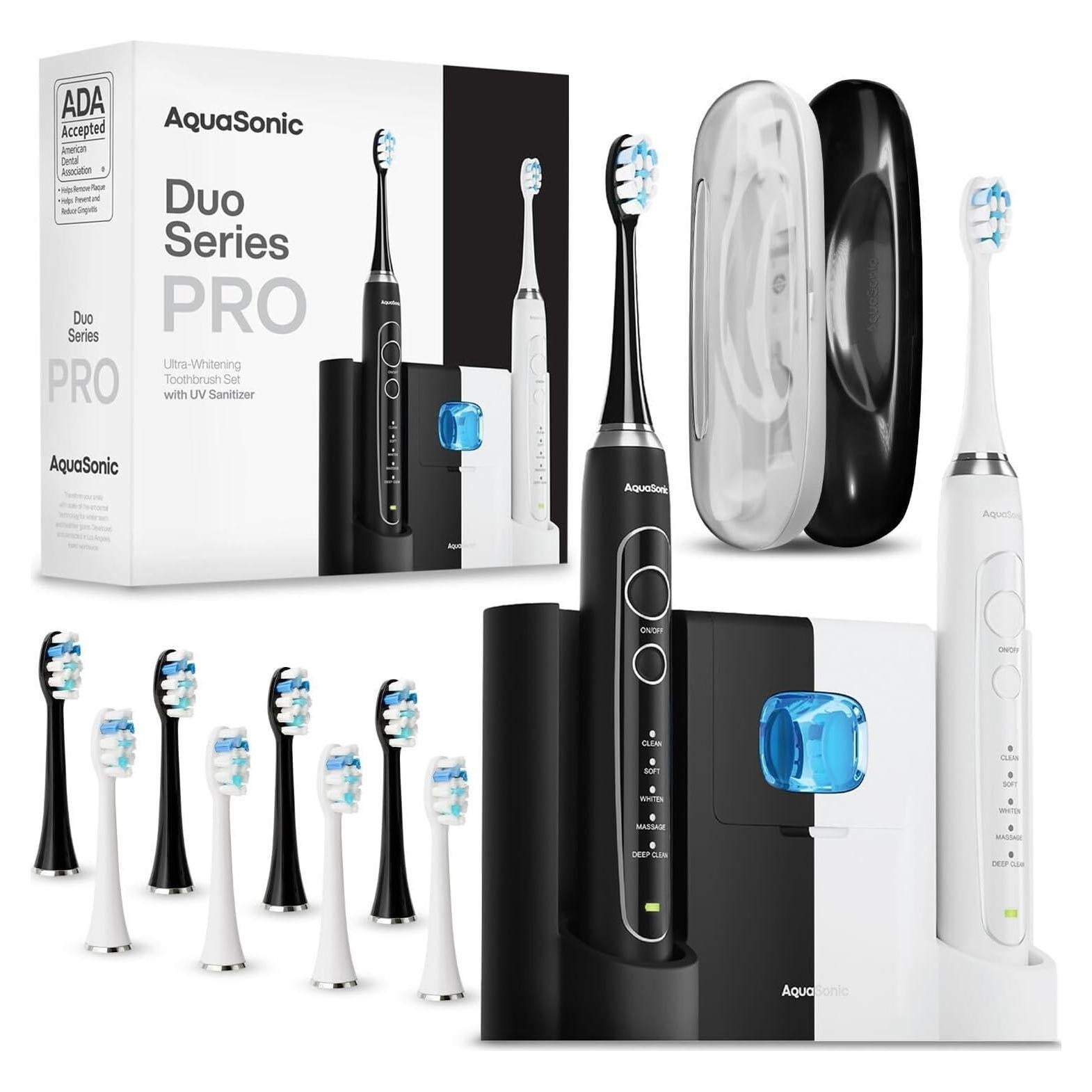 Aquasonic Duo PRO Cepillos Eléctricos Blanqueadores 40,000 VPM