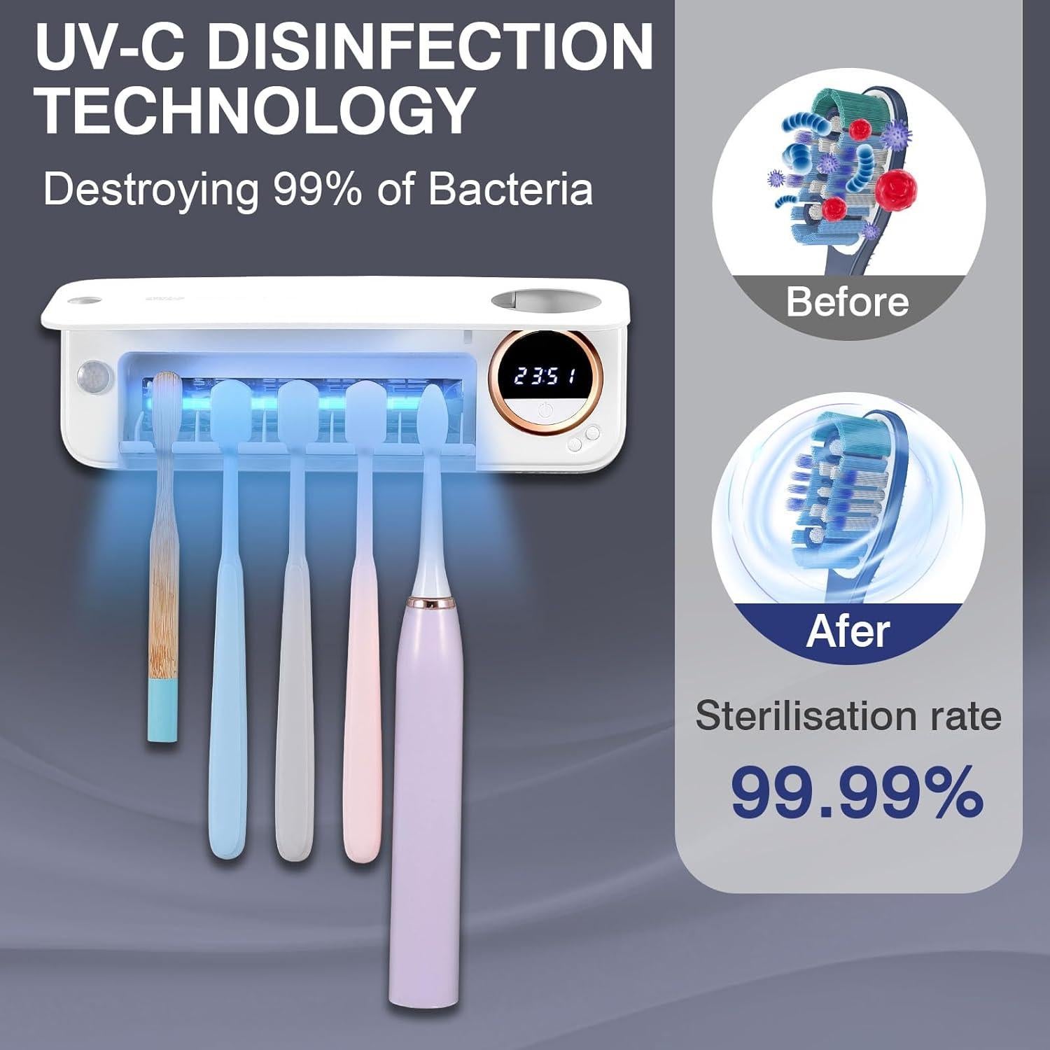 Limpiador de Cepillos de Dientes GFBEBDV Montaje en Pared