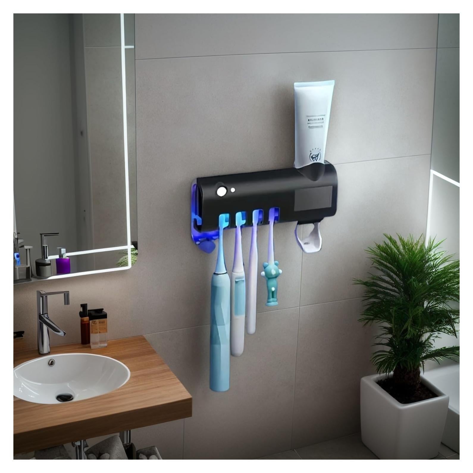 Dispensador de pasta de dientes NeteHon negro 4 ranuras