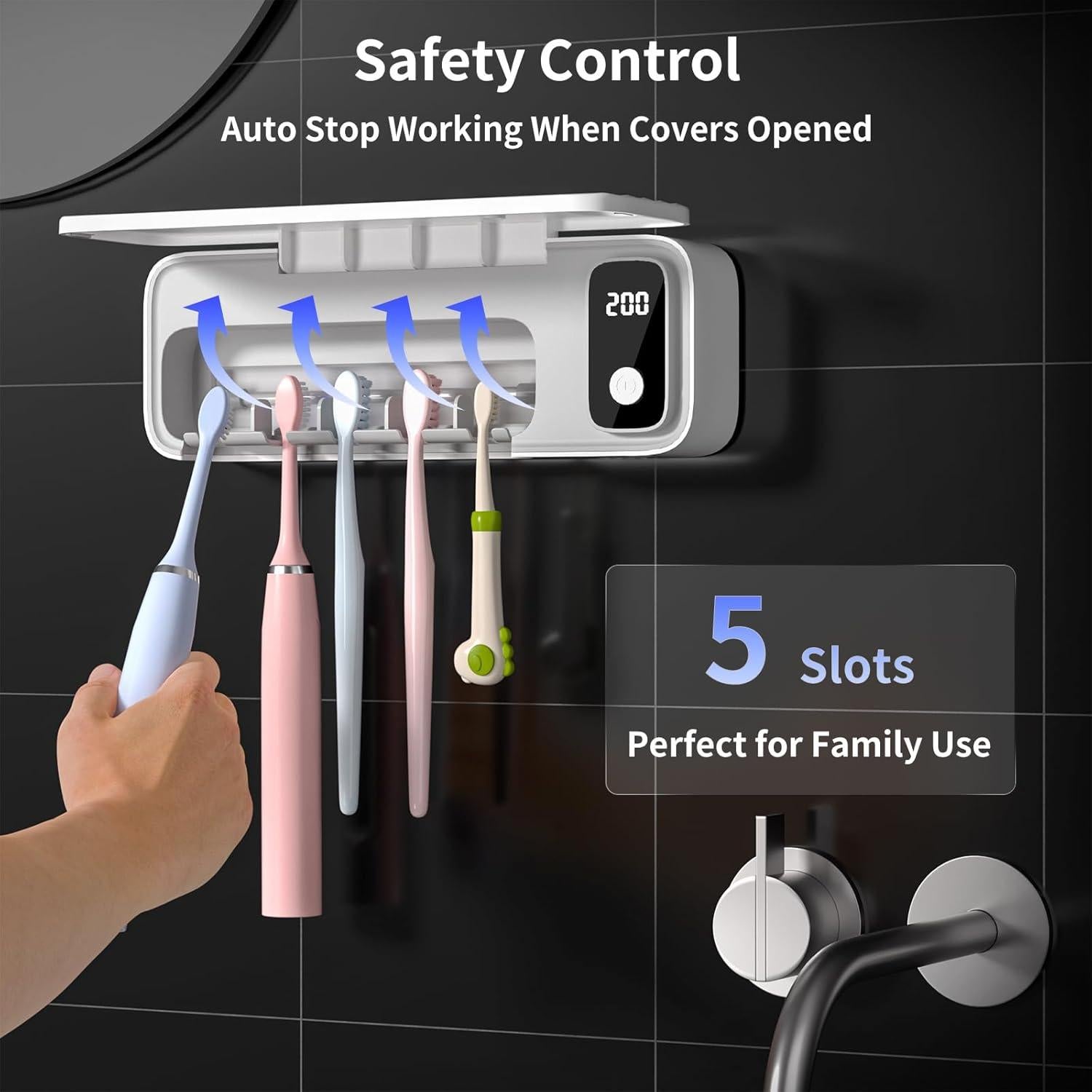 Soporte Desinfectante UV para Cepillos de Dientes Sugar Swan