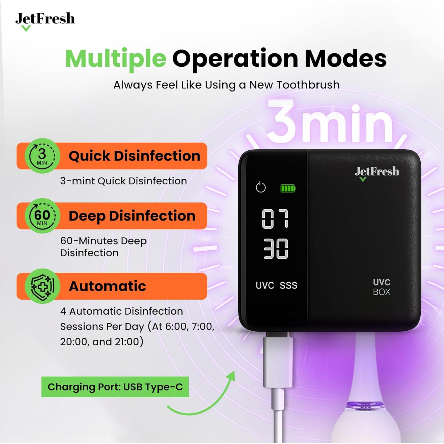 Soporte desinfectante de cepillos de dientes UV JetFresh